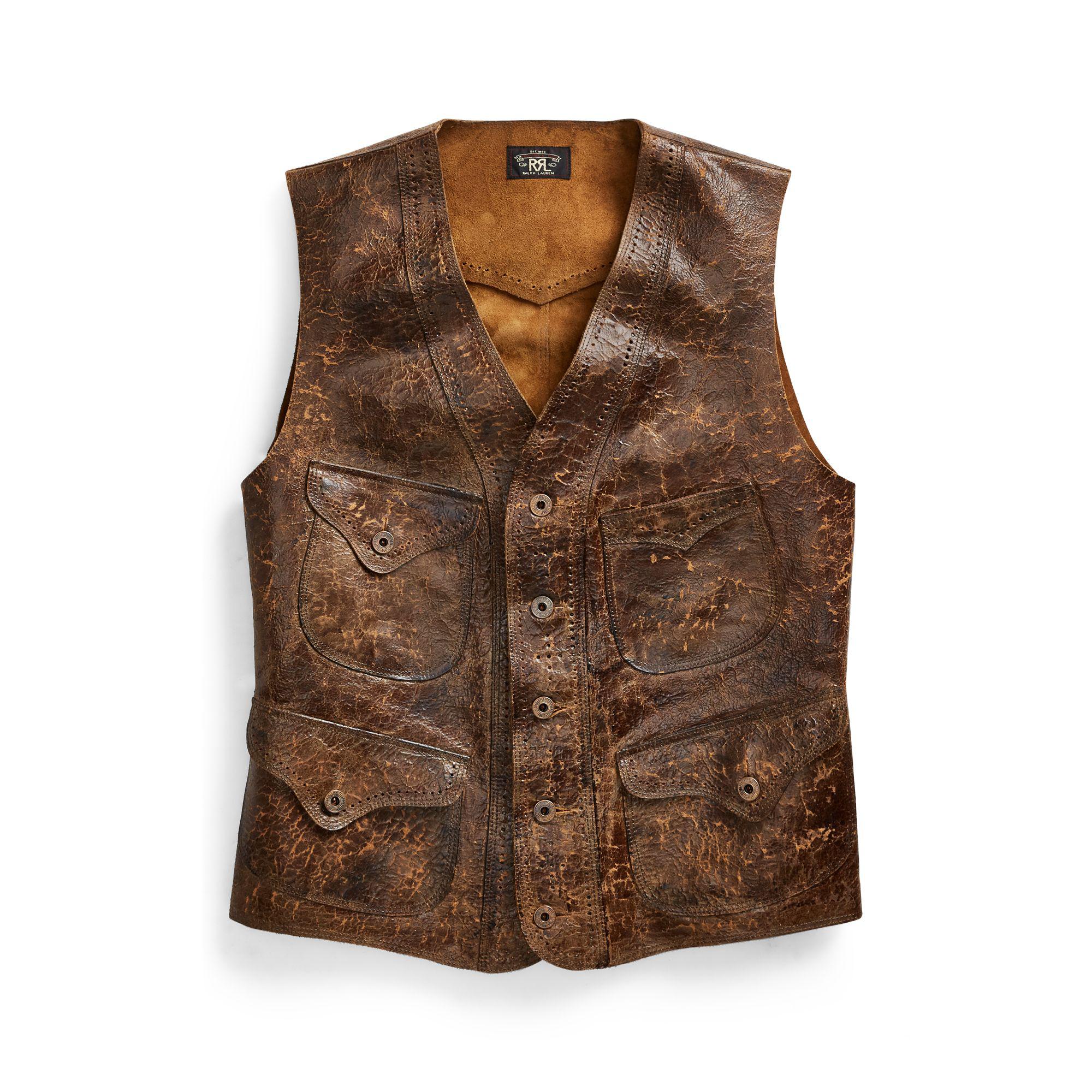 distressed leather vest