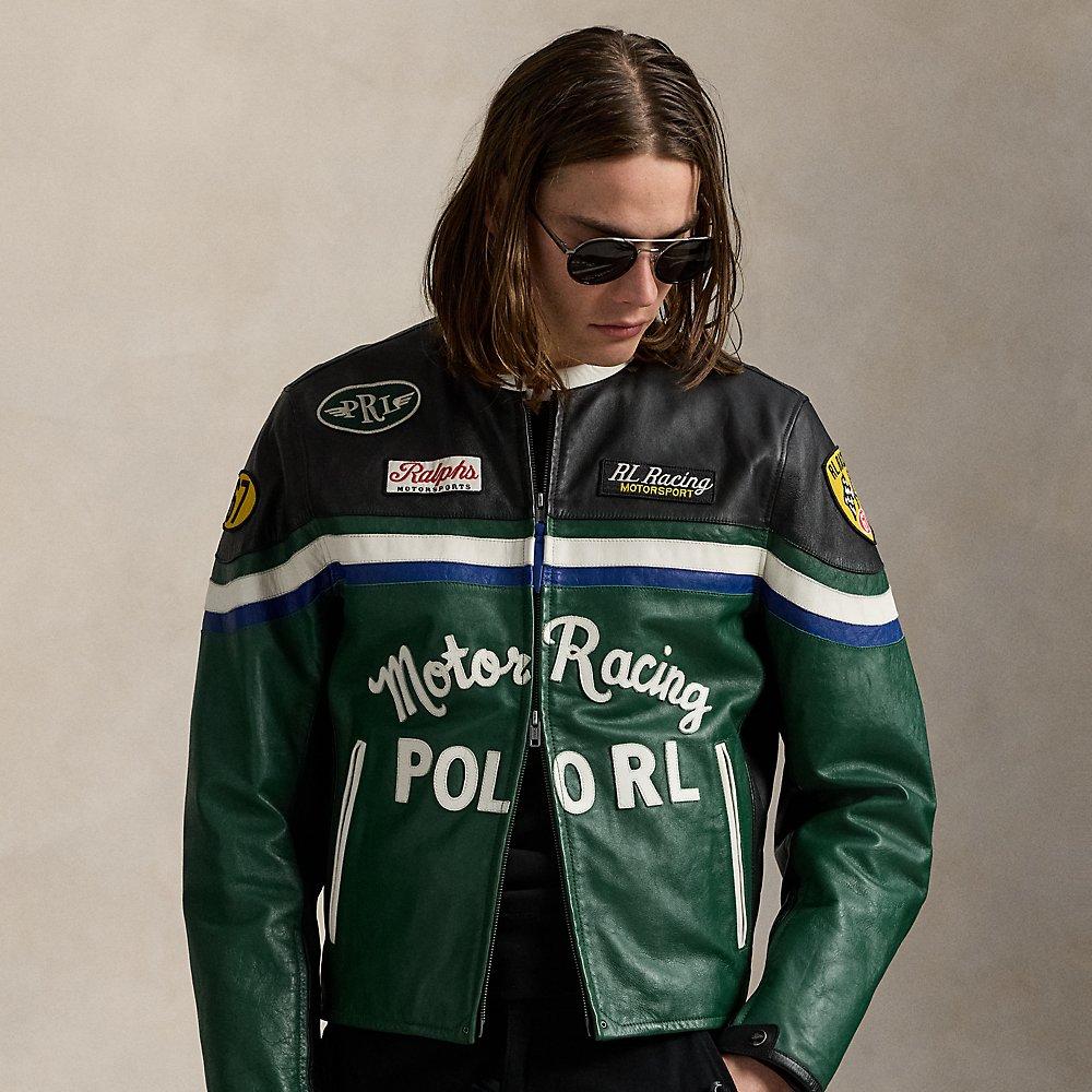 Polo Ralph Lauren Leather Café Racer Jacket in Green for Men | Lyst UK
