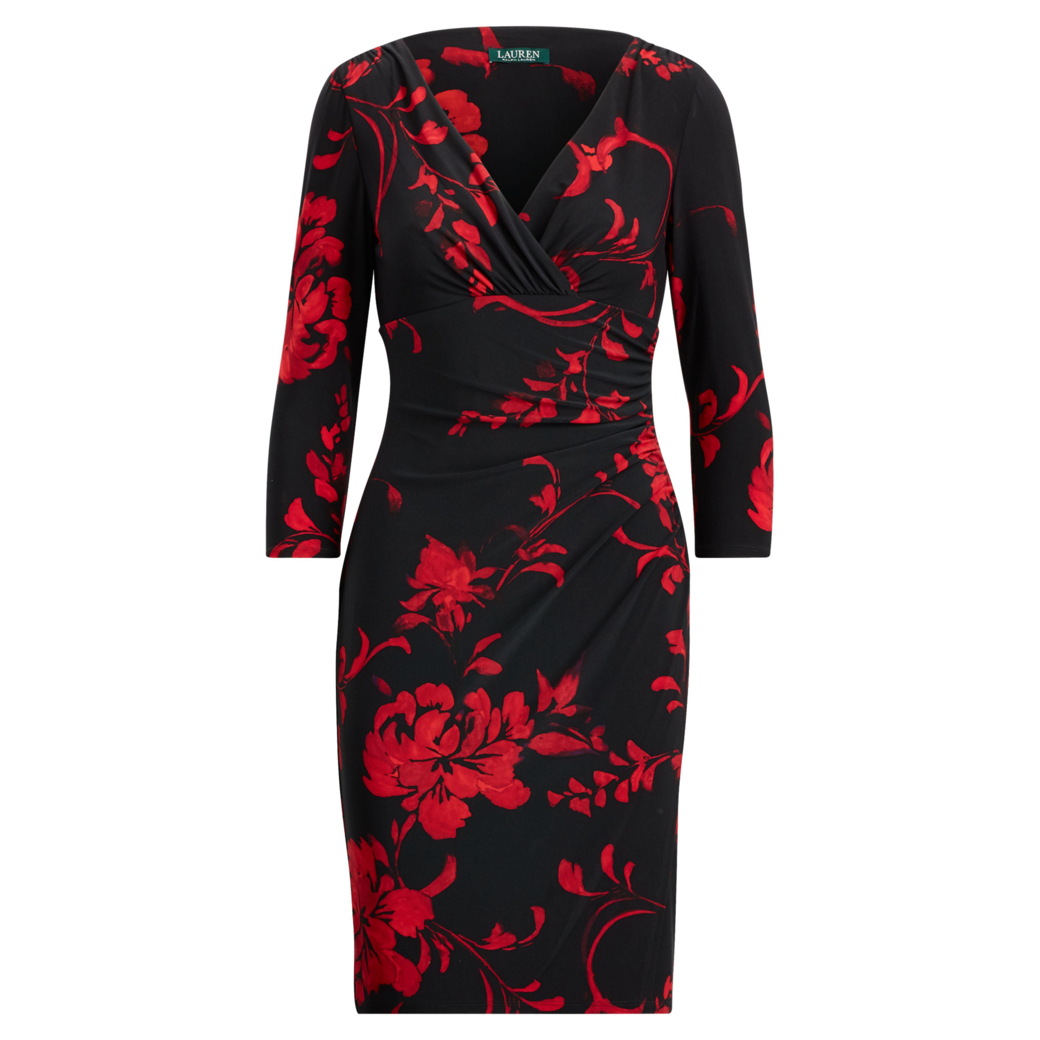 ralph lauren black dress with red flowers