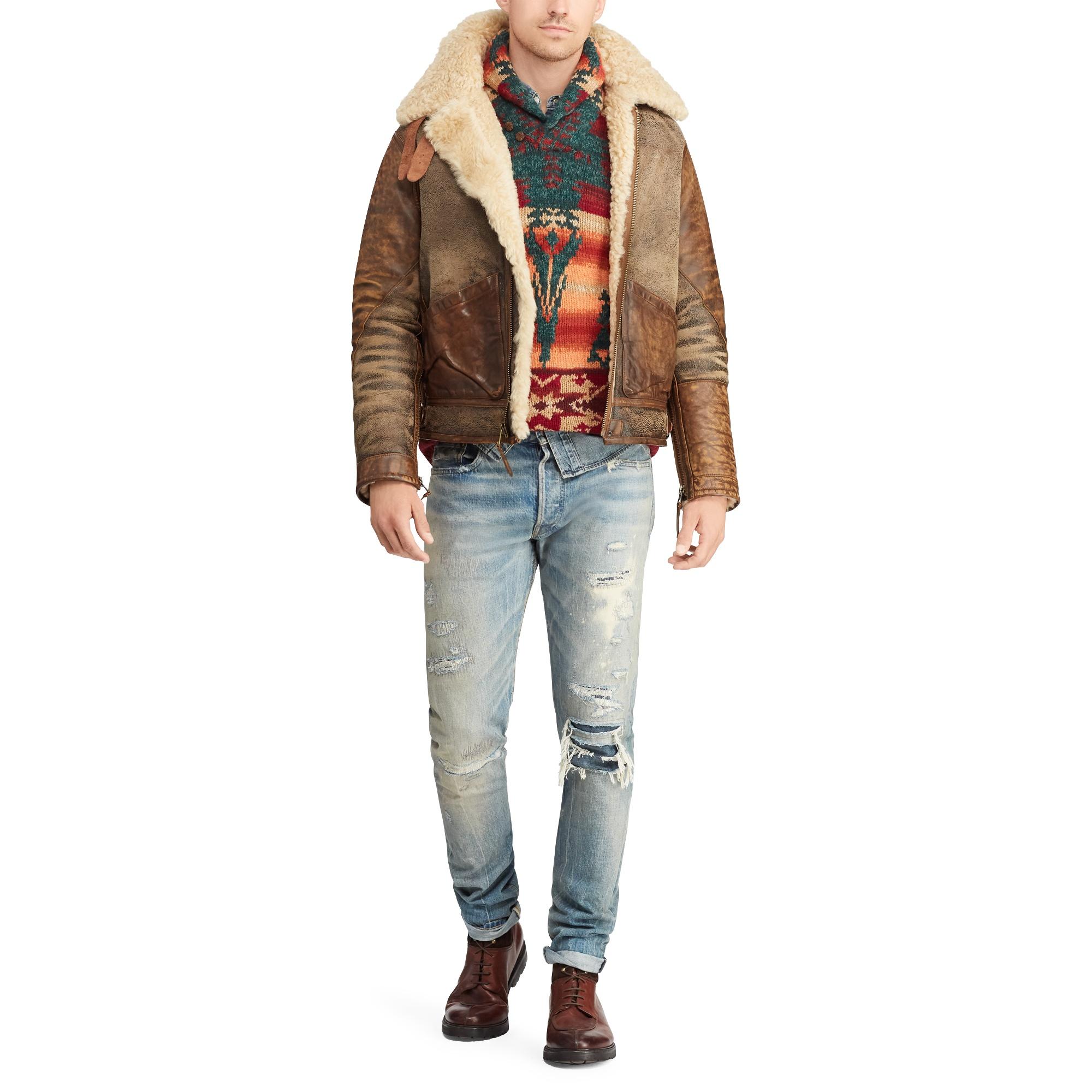 Ralph lauren shearling bomber jacket best sale