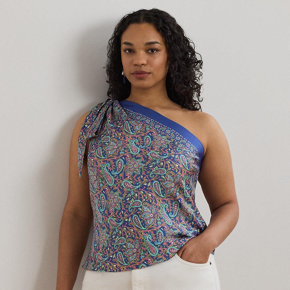 売れ筋商品|||ラルフローレン カットソー トップス レディース Women's Print Stretch Jersey One-Shoulder Top Blue Multi ralph-lauren-Blue-Multi-Ralph-