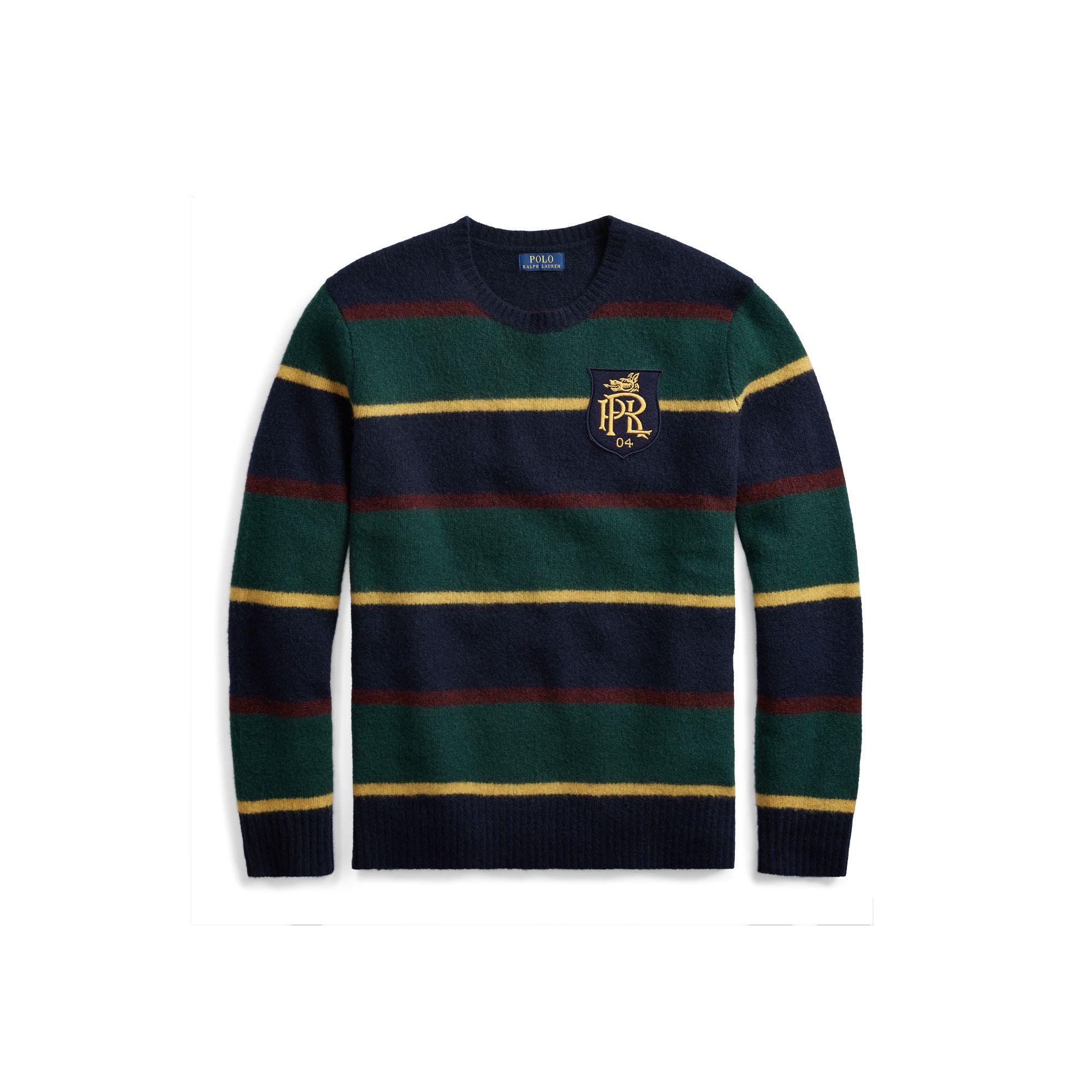 Polo Ralph Lauren Striped Merino Wool Sweater in Navy/Gold (Blue 