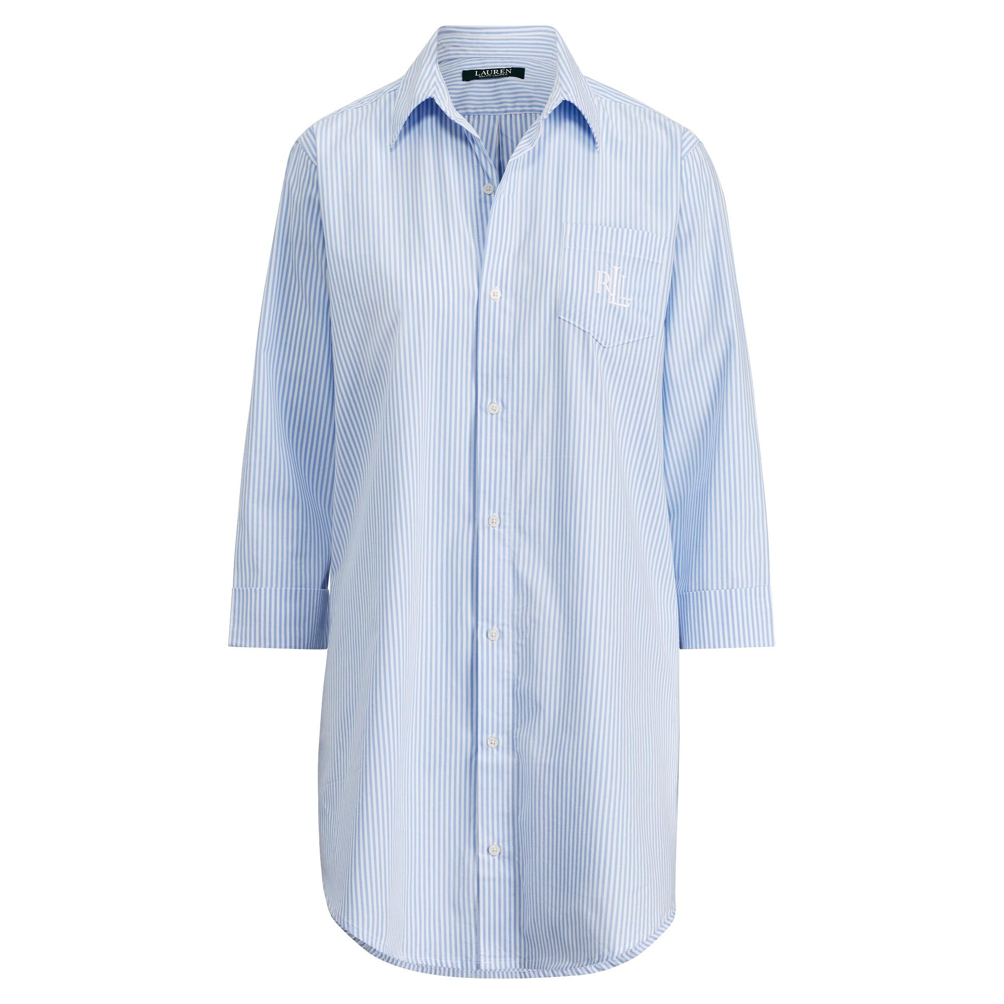 Ralph Lauren Striped Cotton Sleep Shirt in Pale Blue Stripe (Blue) - Lyst