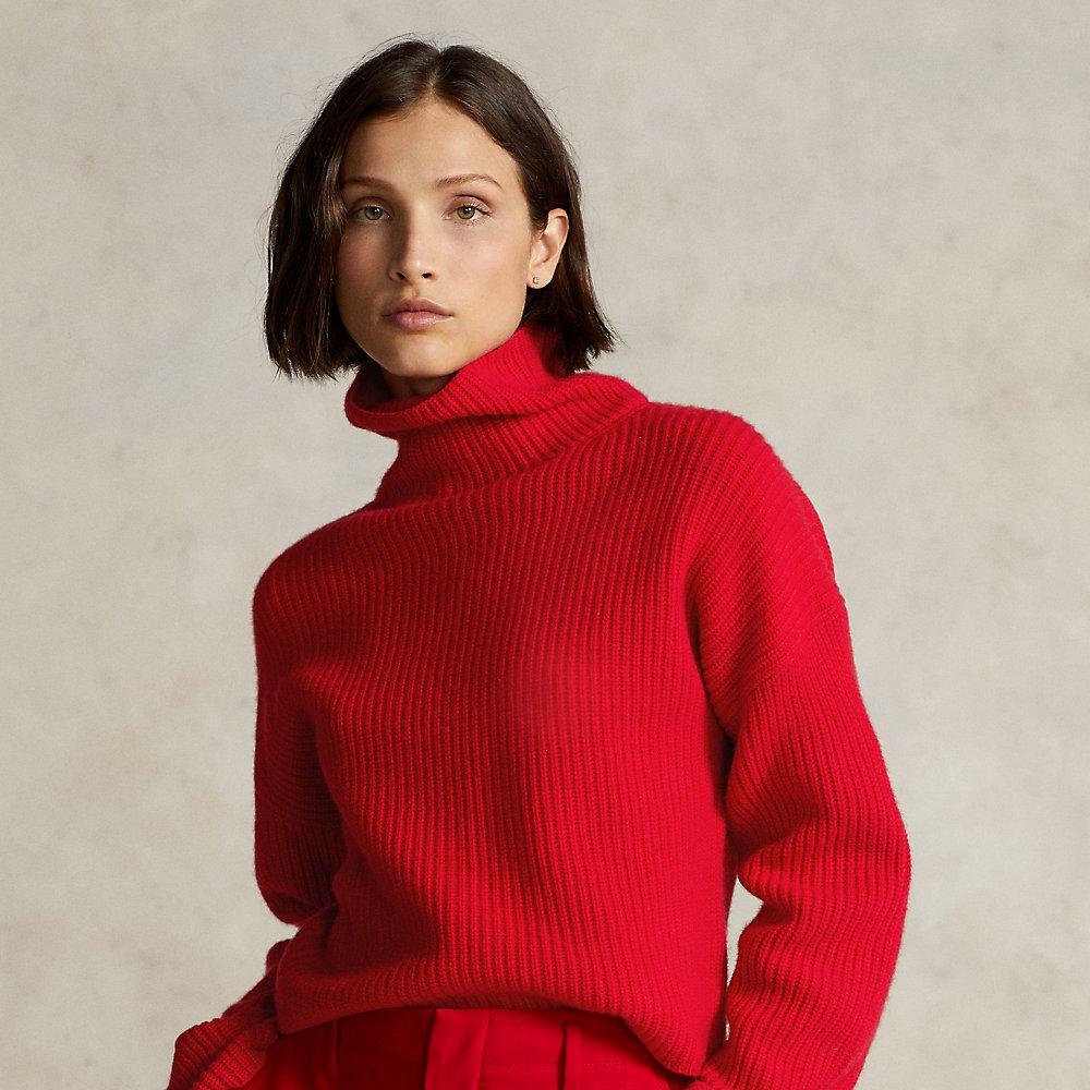 Ralph Lauren Wool-cashmere Mockneck Sweater in Red | Lyst