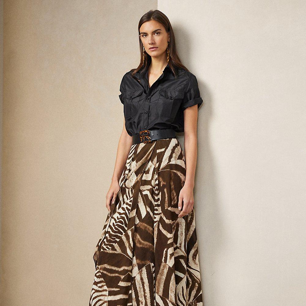 Ralph Lauren Liliosa Zebraprint Linen Voile Skirt in White Lyst