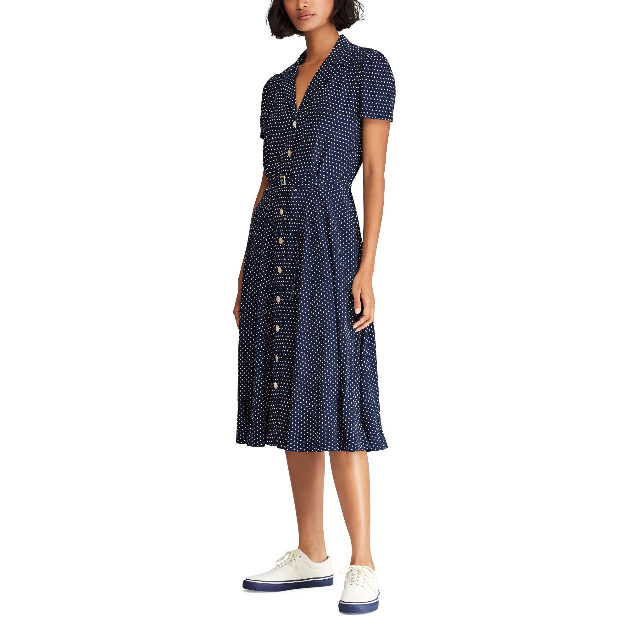 Polo Ralph Lauren Synthetic Shirt Dress With Tiny Polka Dots in Polka Dot  Print (Blue) | Lyst