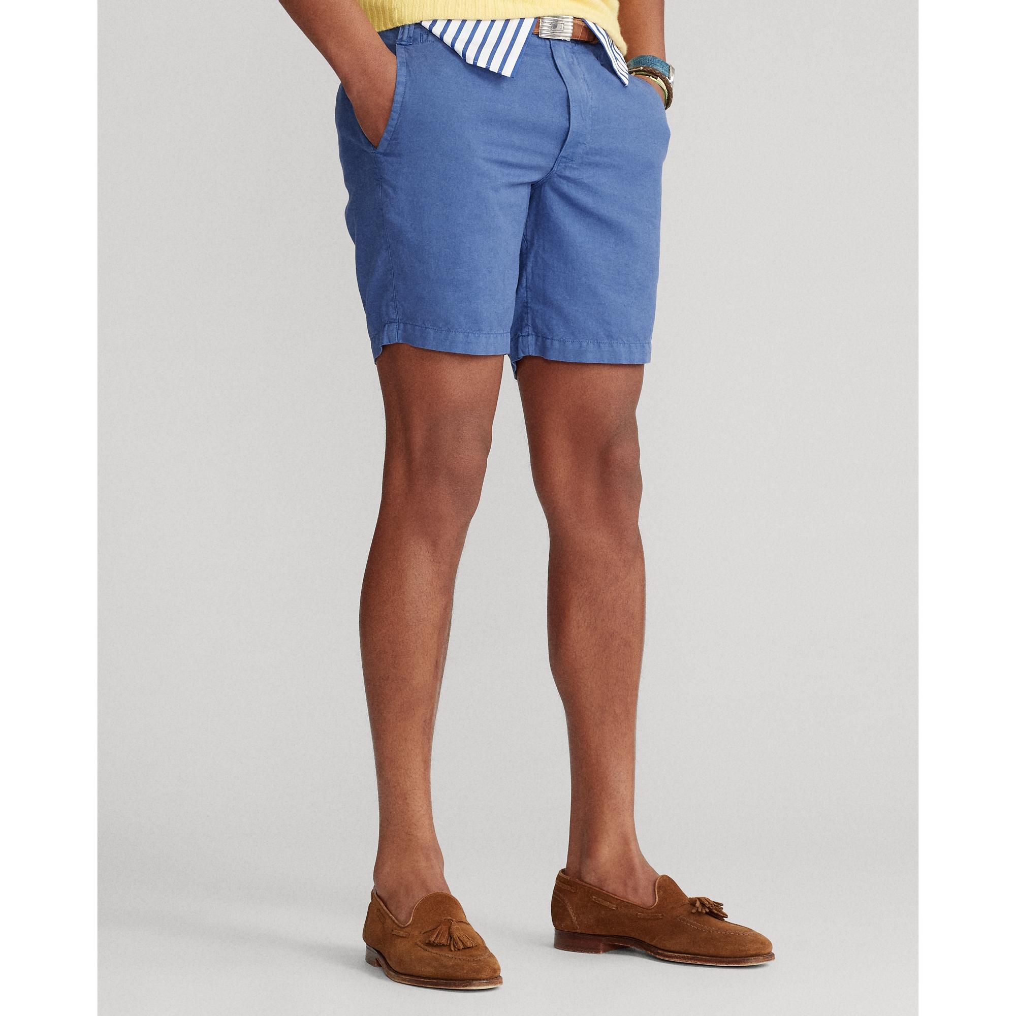 Ralph Lauren 8-inch Straight Fit Linen-blend Short in Blue for Men - Lyst