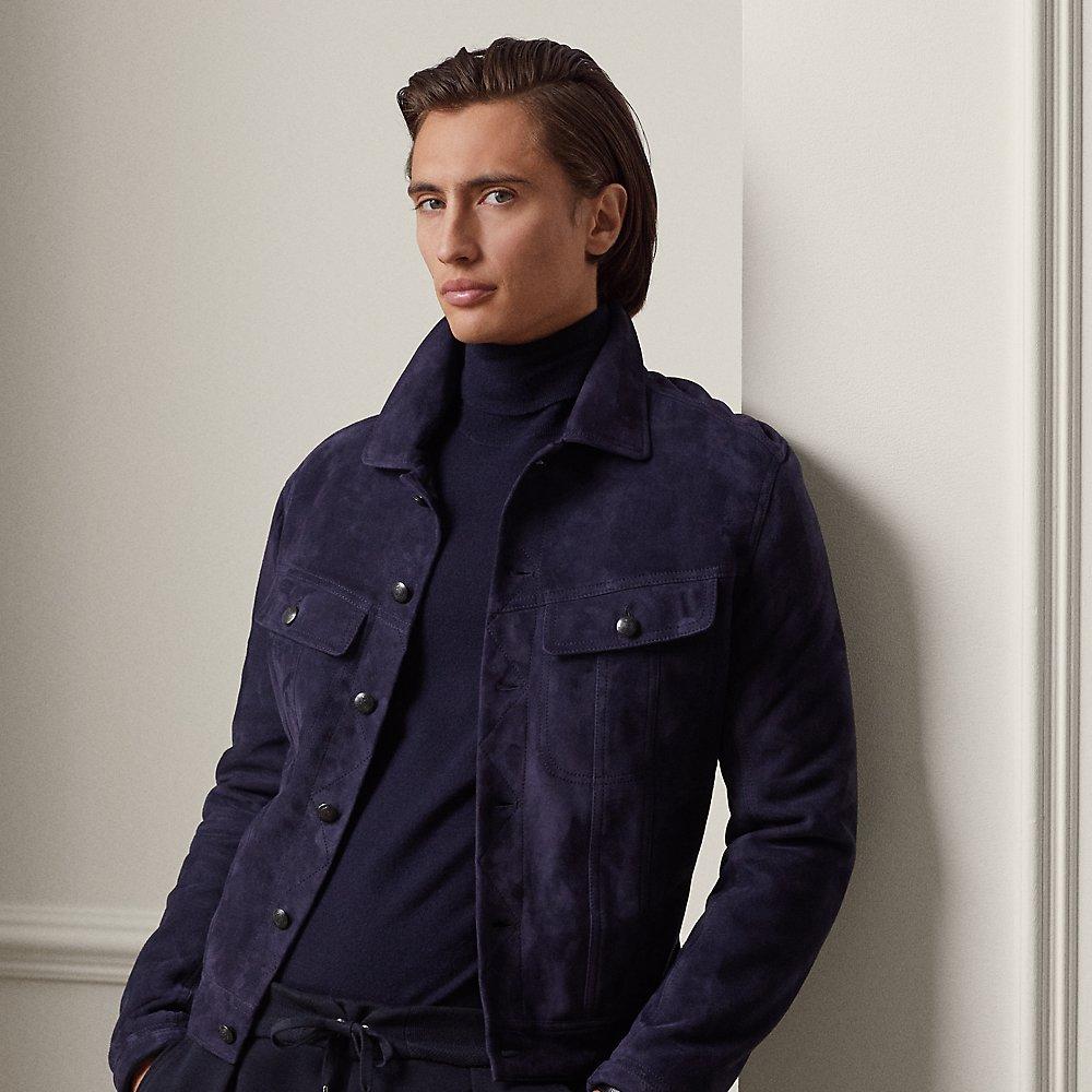 Ralph Lauren Purple Label Clifton Suede Trucker Jacket in Blue for Men