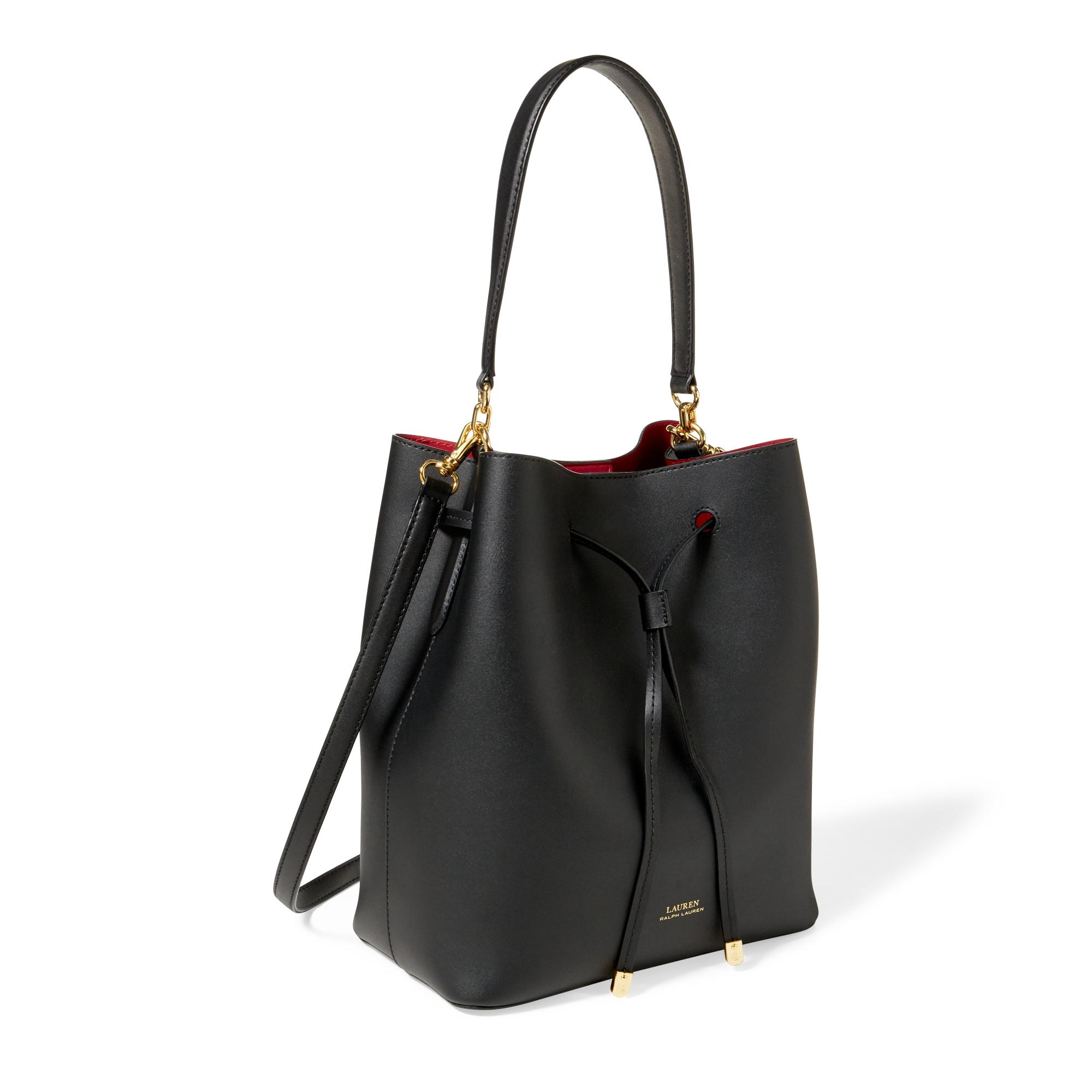 Ralph Lauren Lauren Dryden Debby Leather Mini Bucket Bag in Black | Lyst