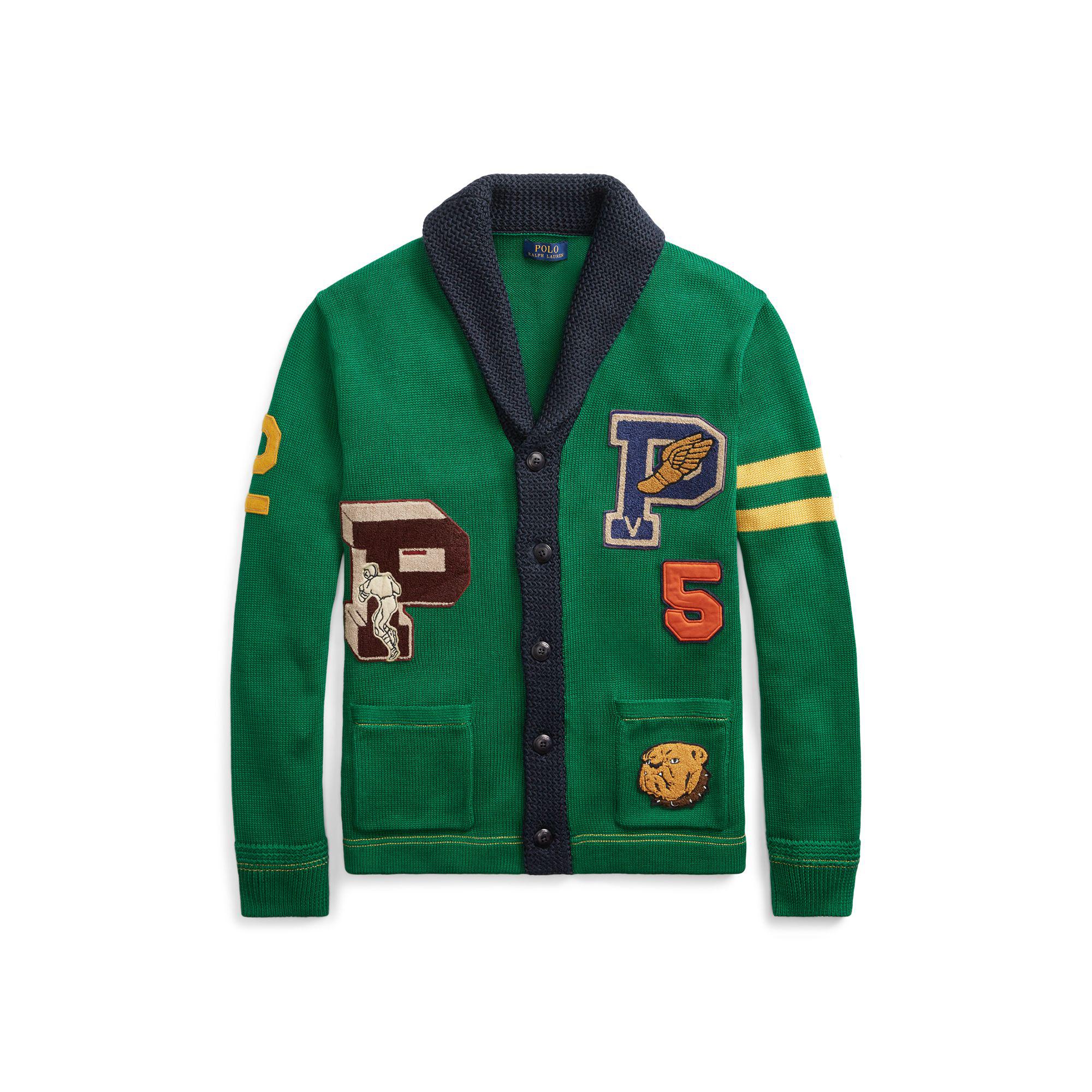 cotton letterman cardigan