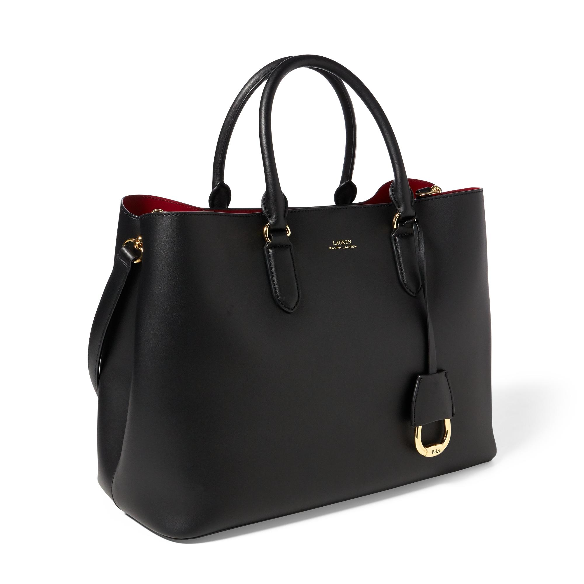 Ralph Lauren Lauren Dryden Marcy Leather Satchel Bag in Black | Lyst
