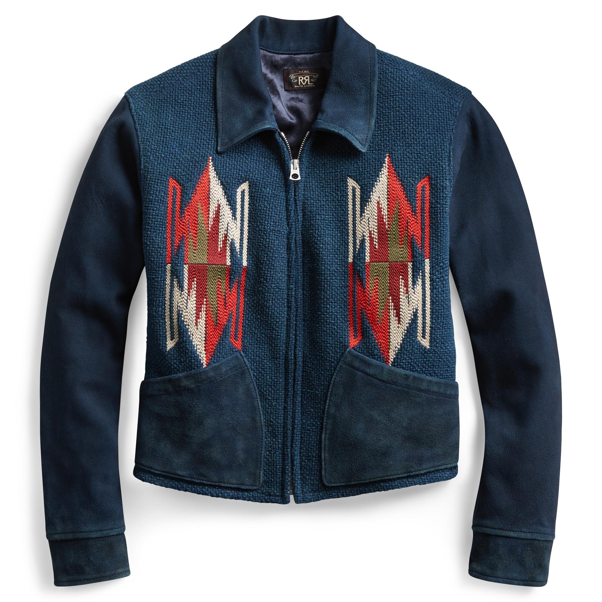 Ralph Lauren Chimayo Leather Jacket in Blue | Lyst