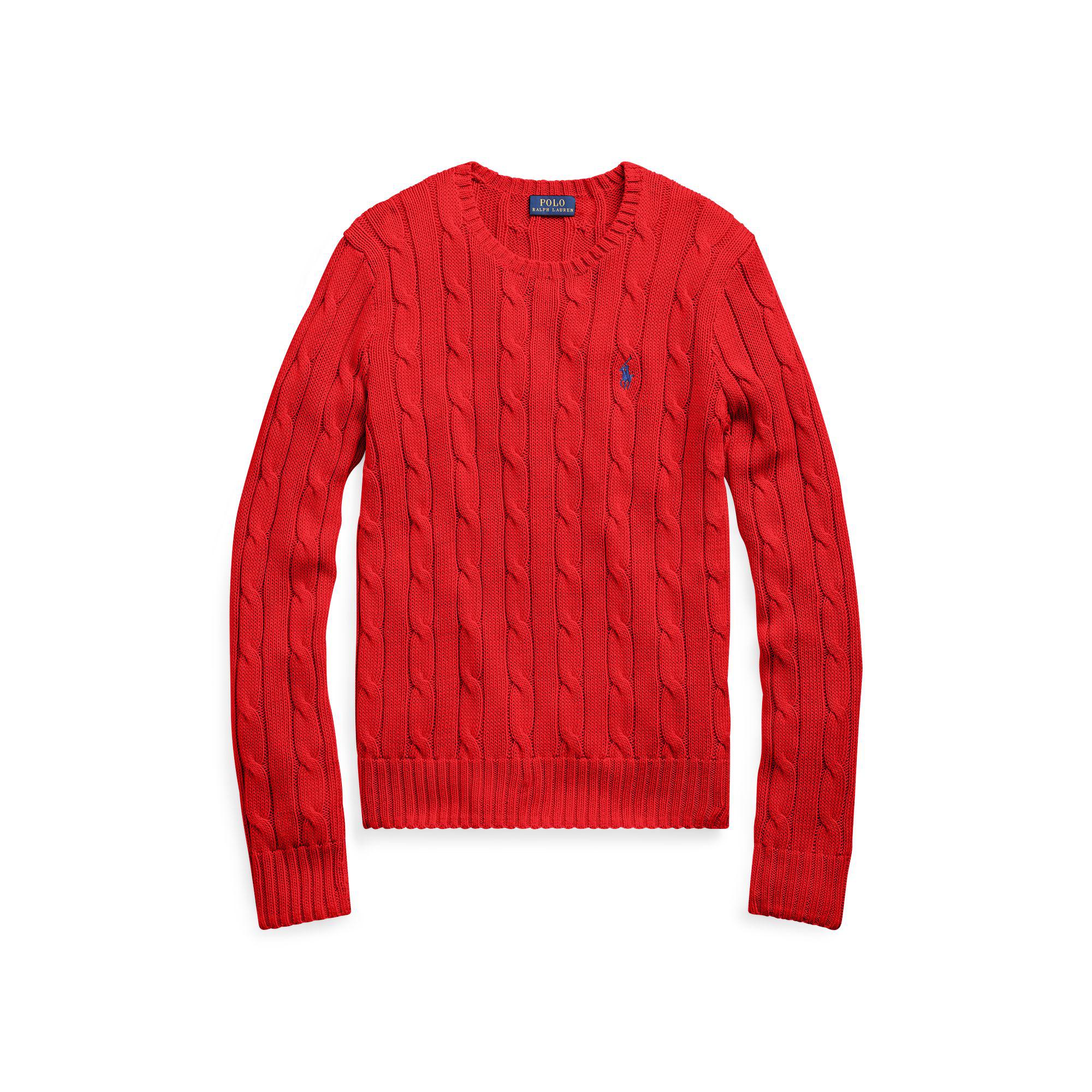 Polo Ralph Lauren Cable-knit Cotton Sweater in Bright Red (Red 