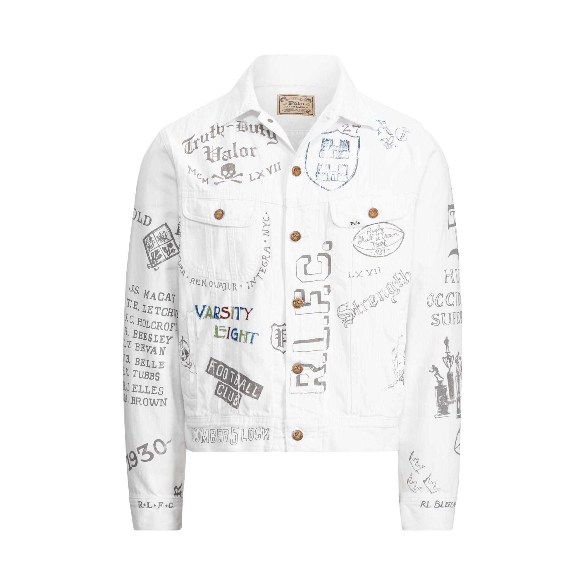 denim graphic trucker jacket