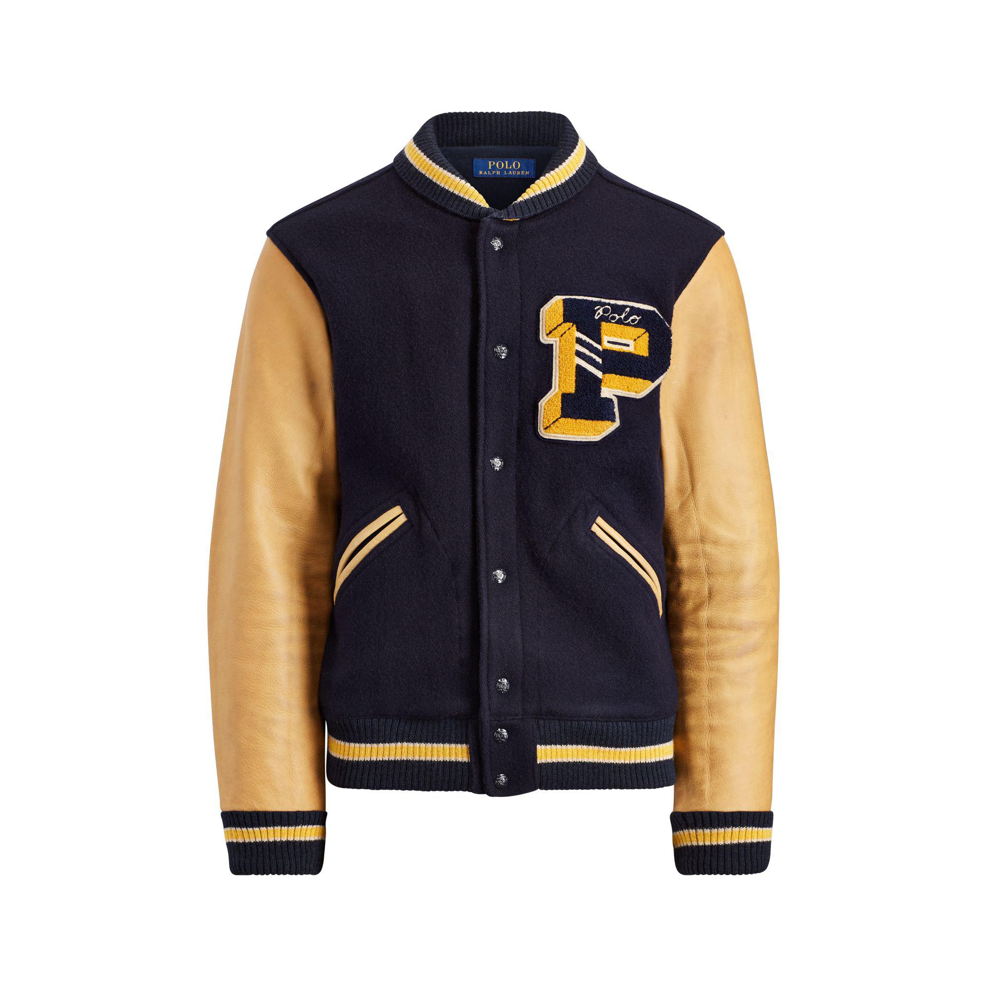 wool blend letterman jacket ralph lauren