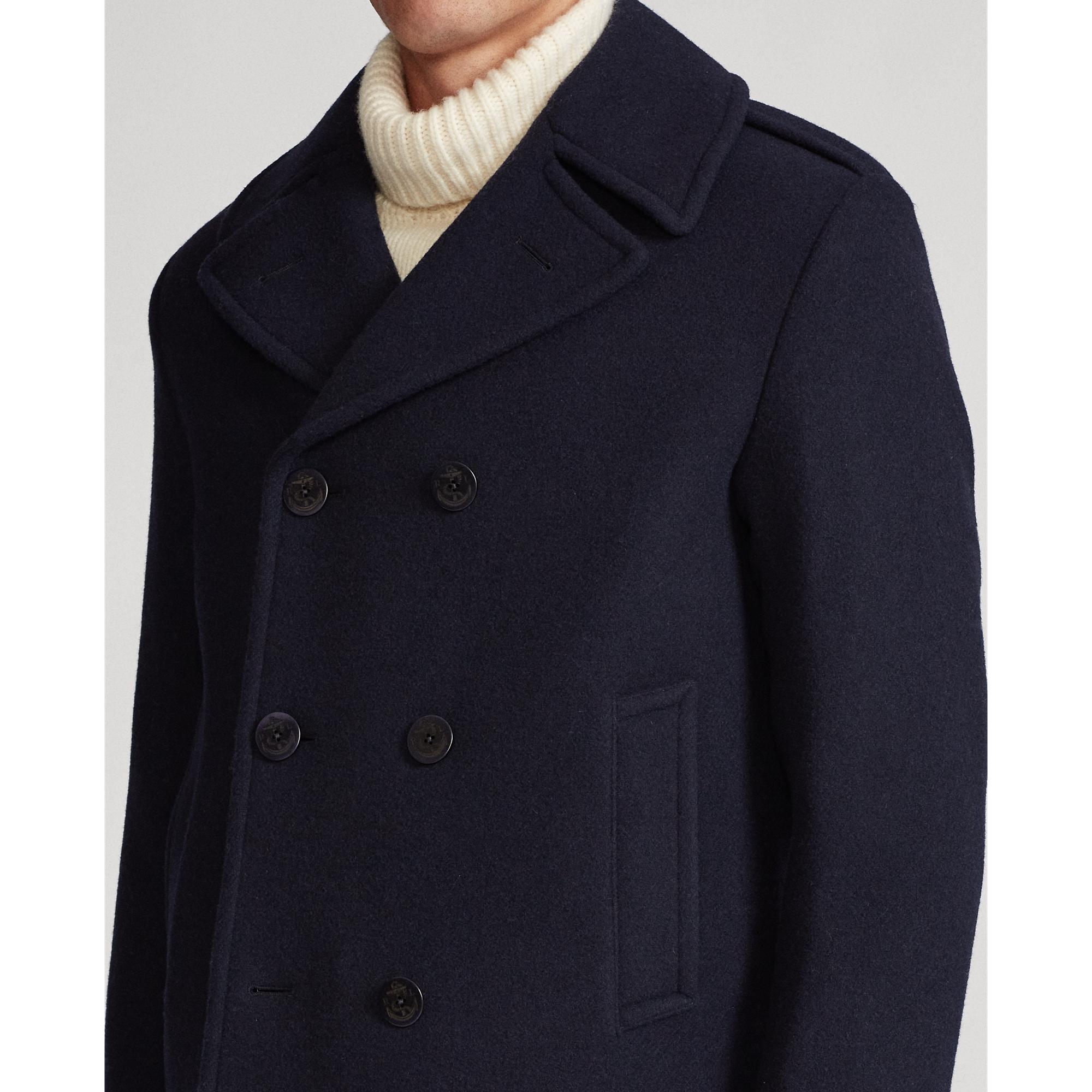 Polo Ralph Lauren Polo Wool-blend Melton Peacoat in Navy (Blue) for Men ...