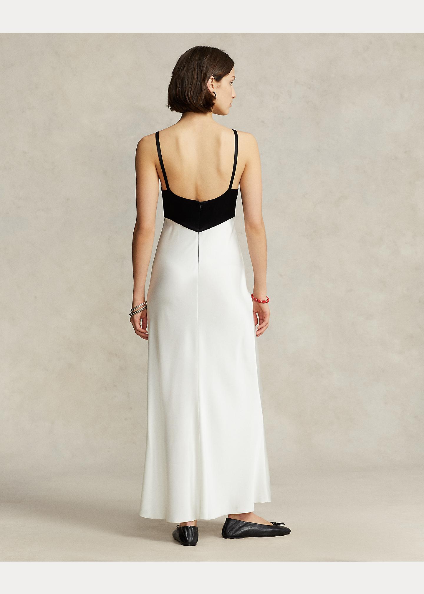 Polo Ralph Lauren Contrast Satin Sleeveless Gown in White | Lyst UK