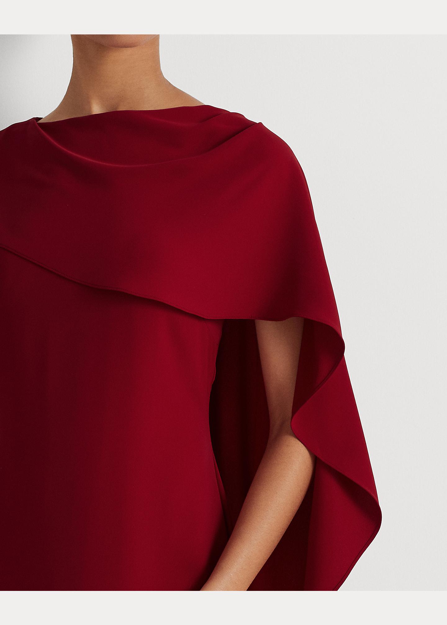 red ralph lauren cape dress Ralph Lauren Georgette Cape Gown in Red