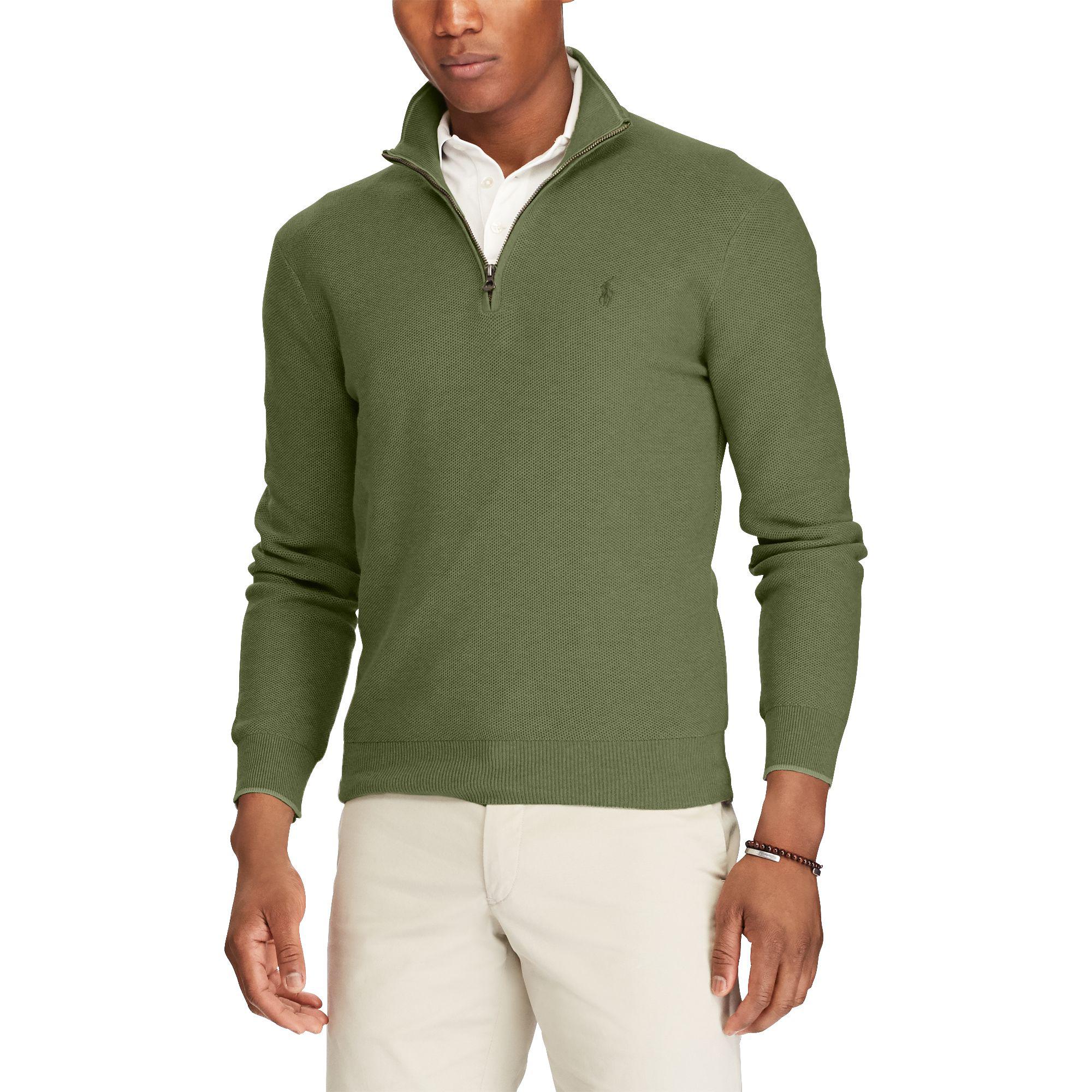 Polo Ralph Lauren Cotton Mesh Half-zip Sweater in Sage Green Heather (Green)  for Men - Lyst