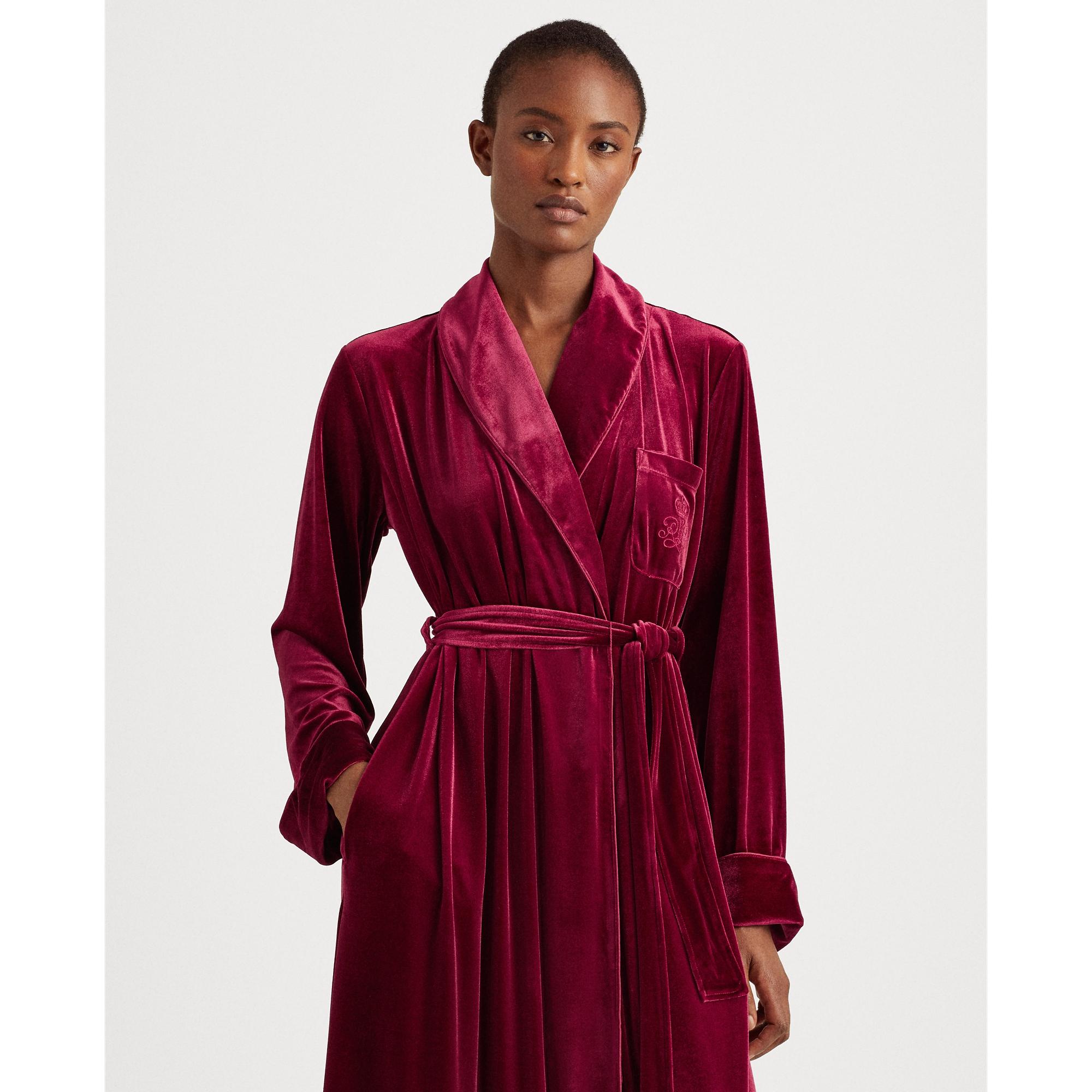 Ralph Lauren Velvet Long Shawlcollar Robe in Berry (Red) Lyst