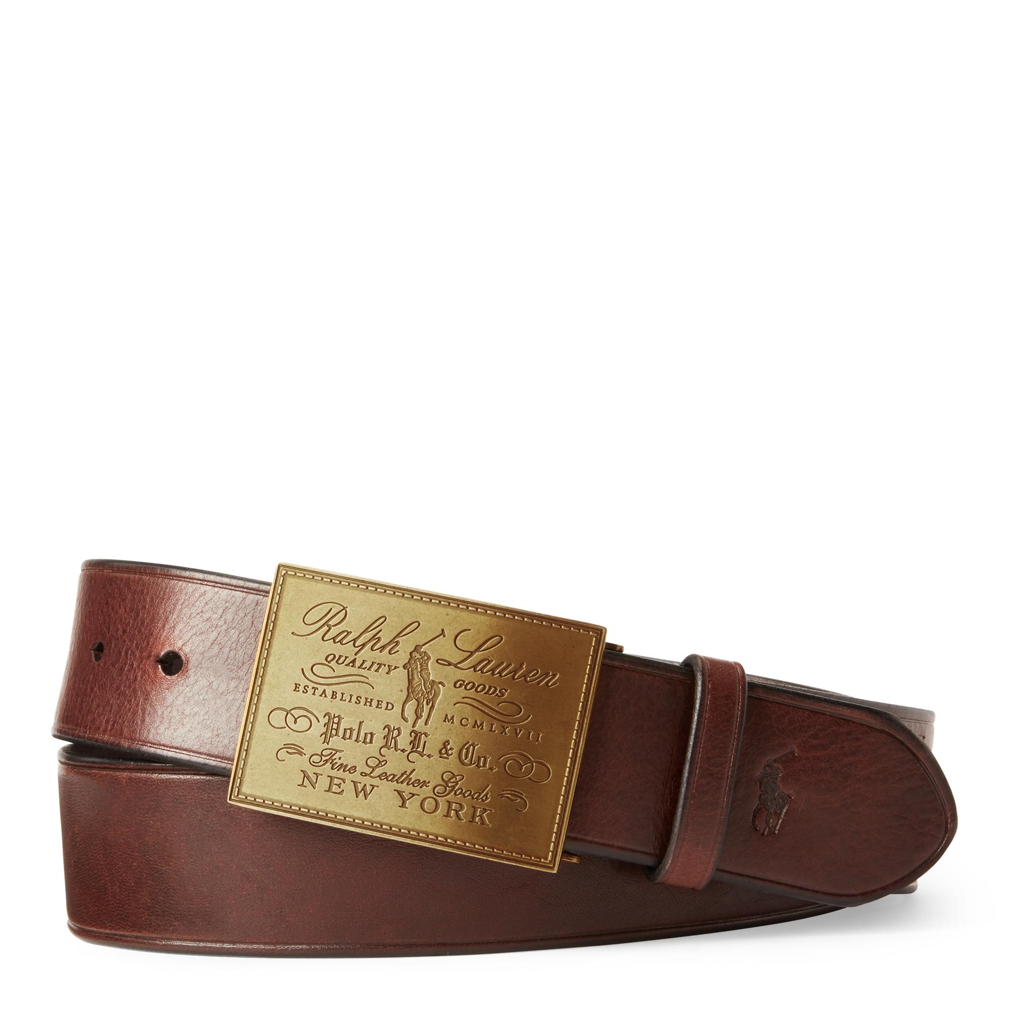 Polo Ralph Lauren Heritage Plaque-buckle Belt in Brown for Men | Lyst