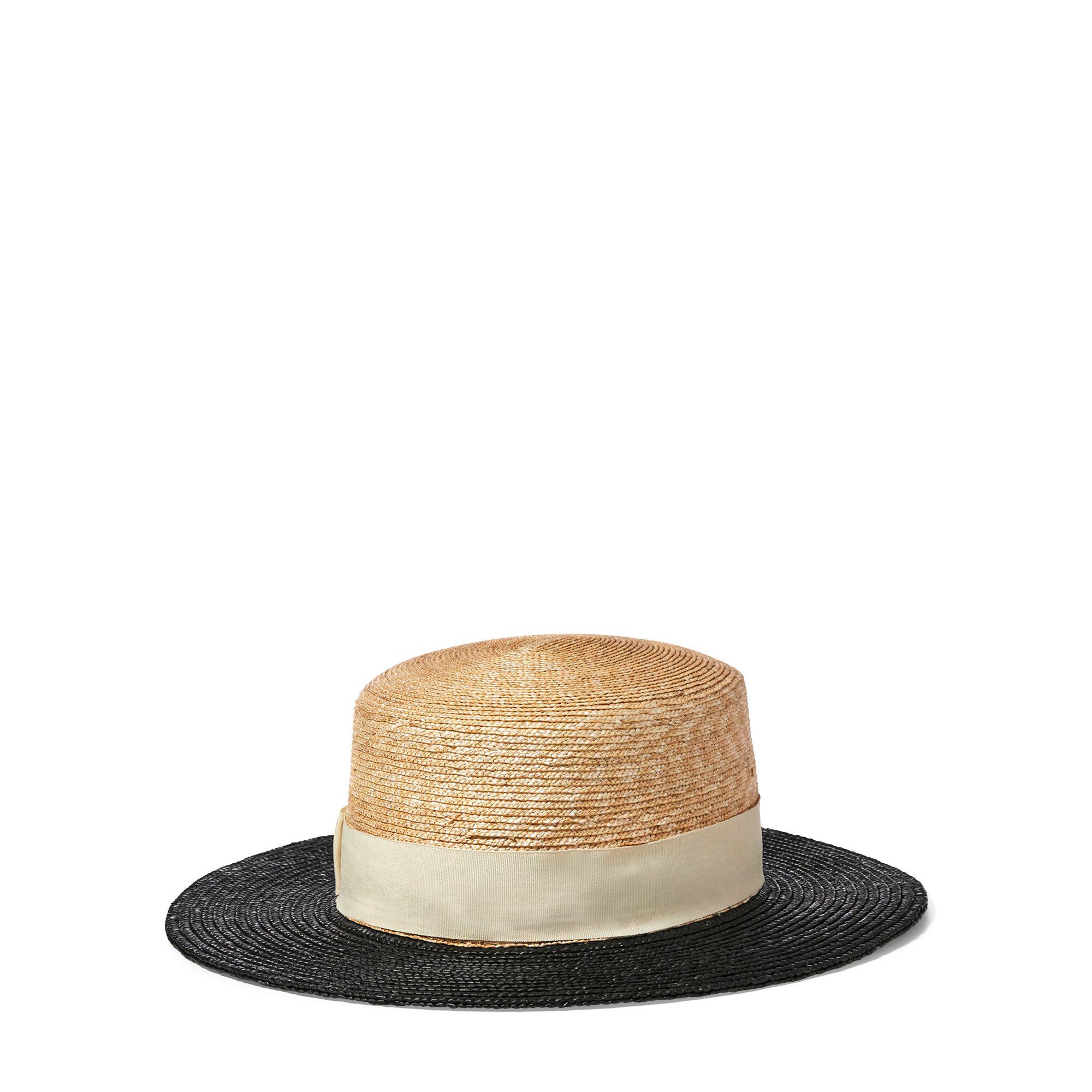 Ralph Lauren Straw Boater Hat in Natural - Lyst