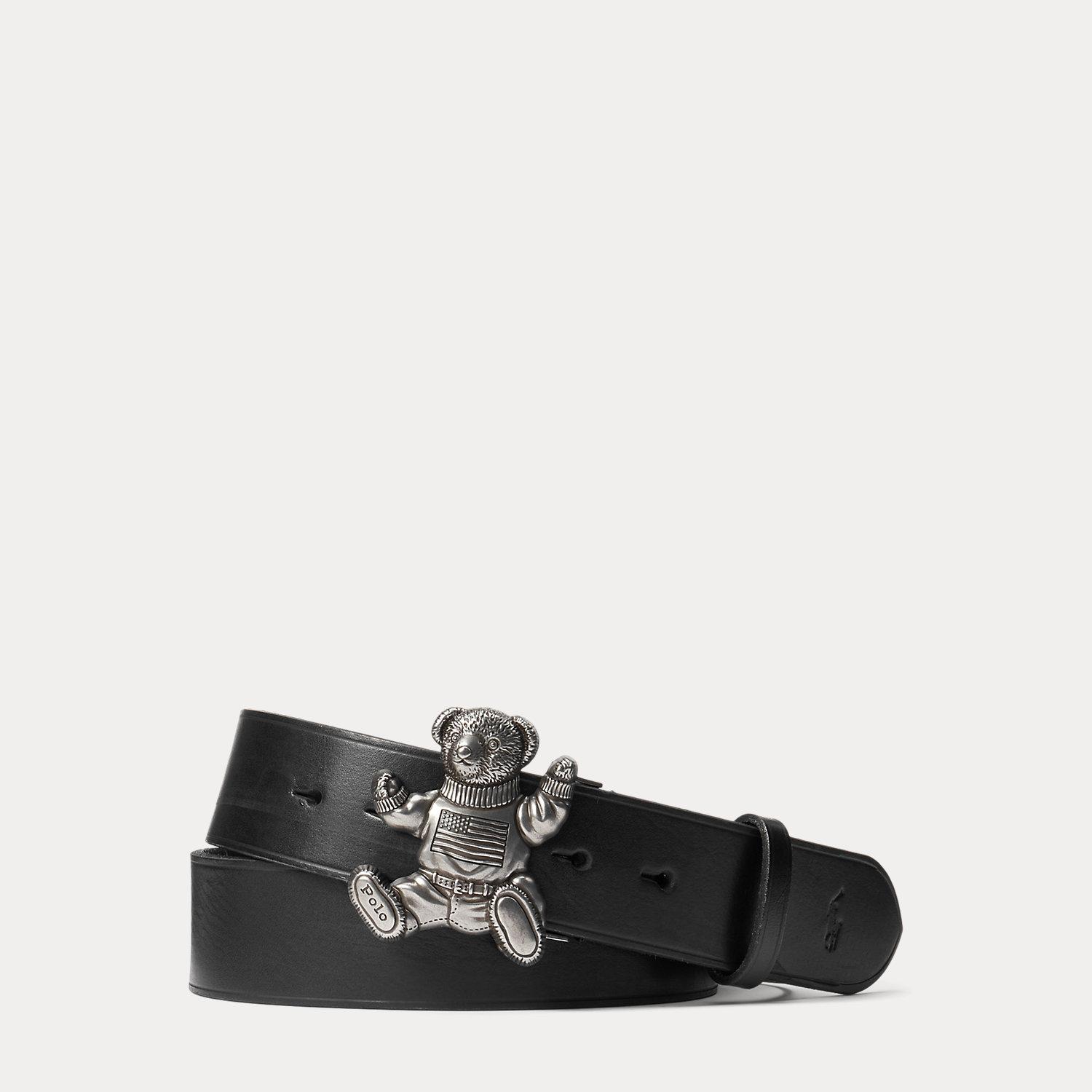 Ralph Lauren Satin Canvas Leather Trim Flag Collegiate Preppy Bear American Belt Polo Ralph Lauren Reversible Leather Belt In Brown,black  main image 2