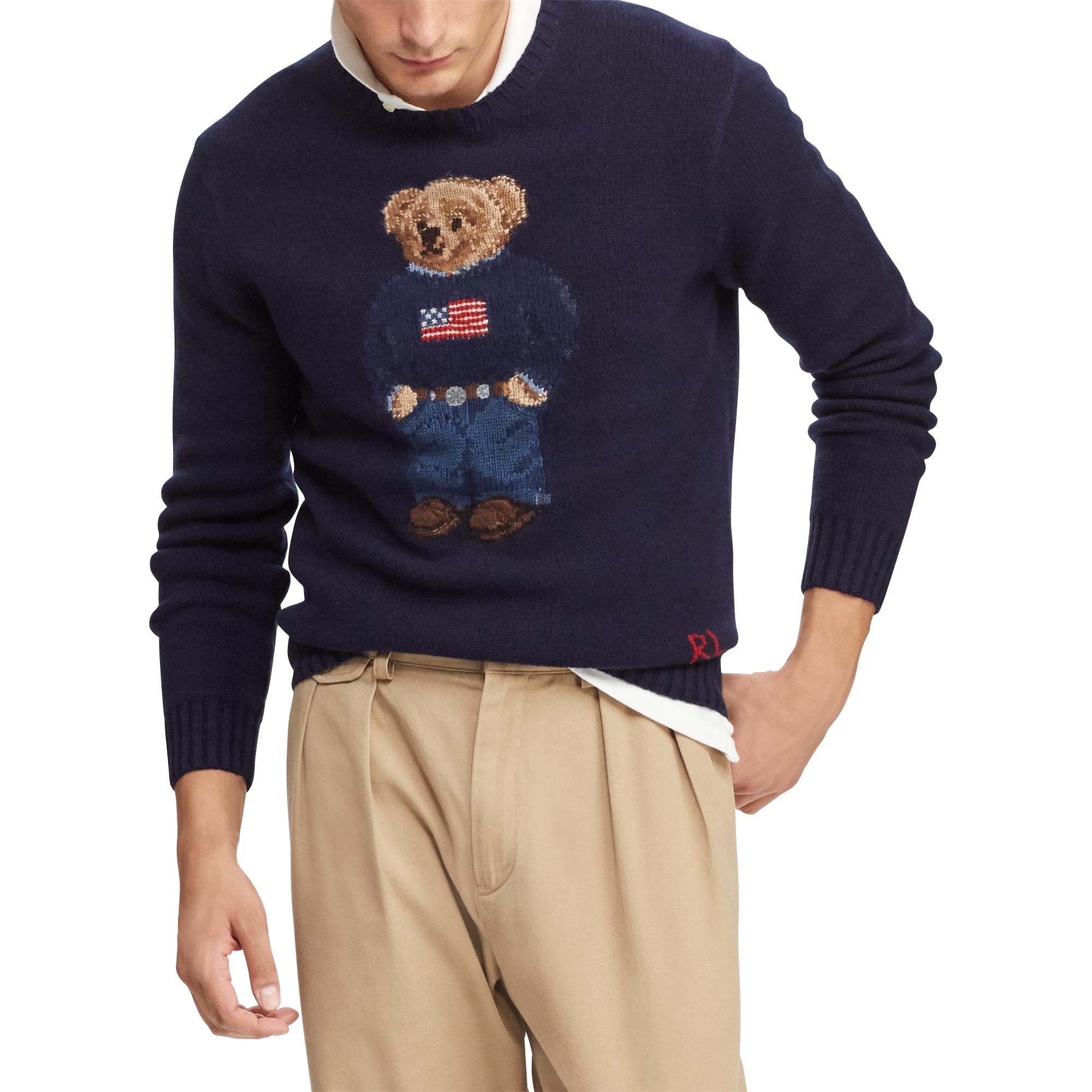 Ralph Lauren Wool The Iconic Polo Bear Jumper in Navy (Blue) for Men - Lyst