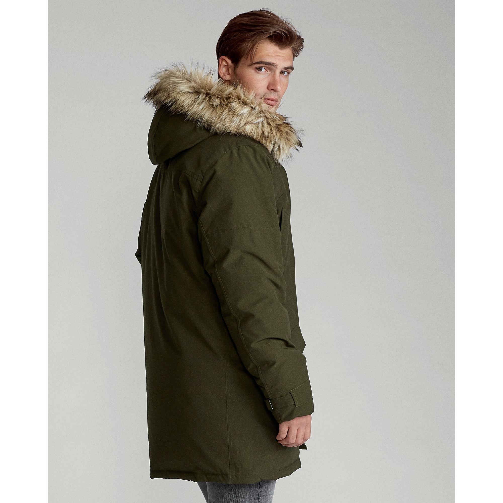 Polo Ralph Lauren Faux-fur-trim Down Parka in Green for Men | Lyst