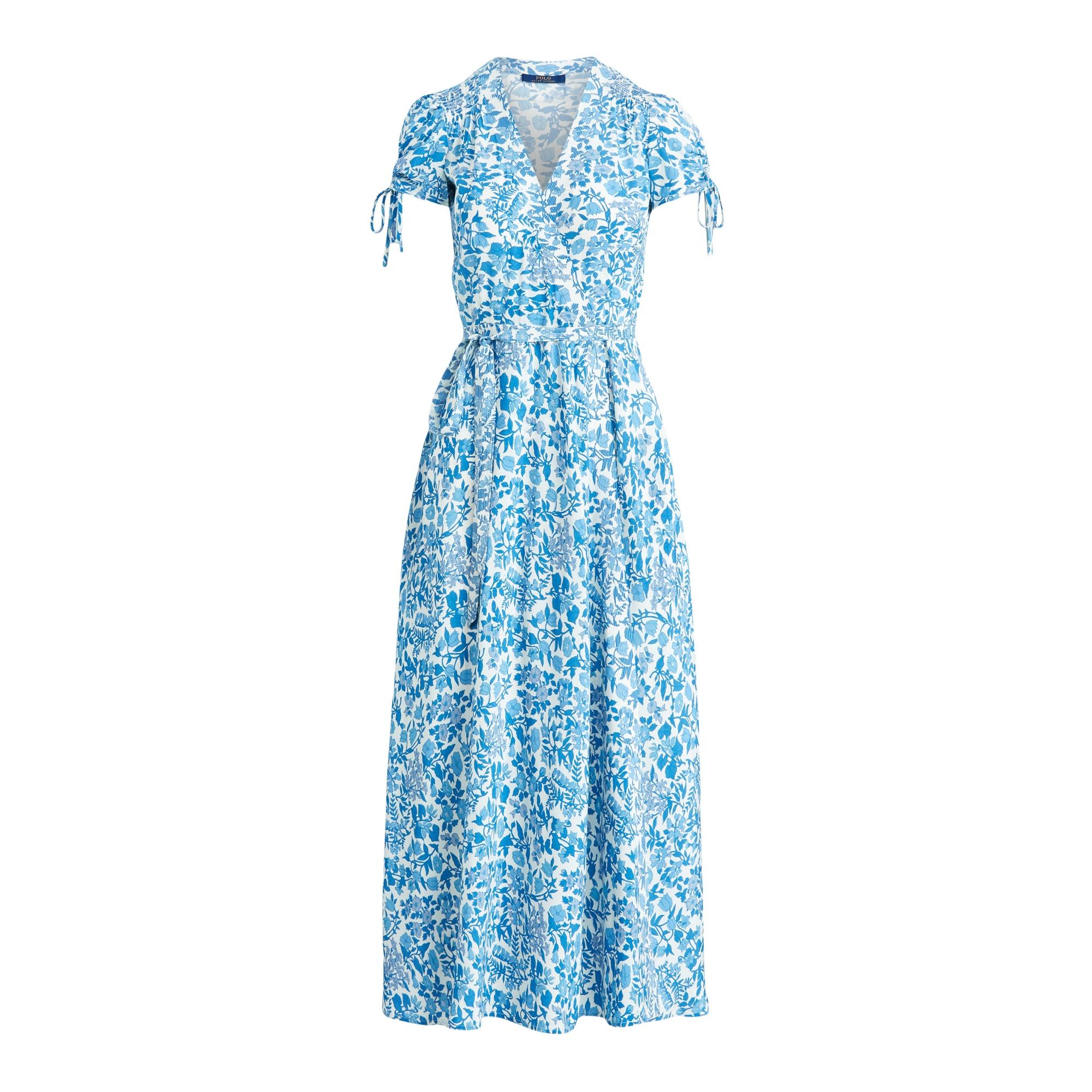 Polo Ralph Lauren Floral Crepe Wrap Dress in Blue | Lyst