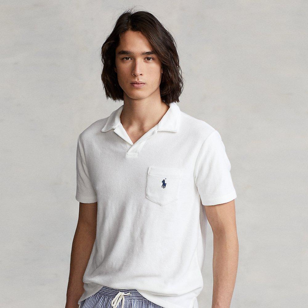 Ralph Lauren Custom Slim Fit Terry Polo Shirt in White for Men | Lyst
