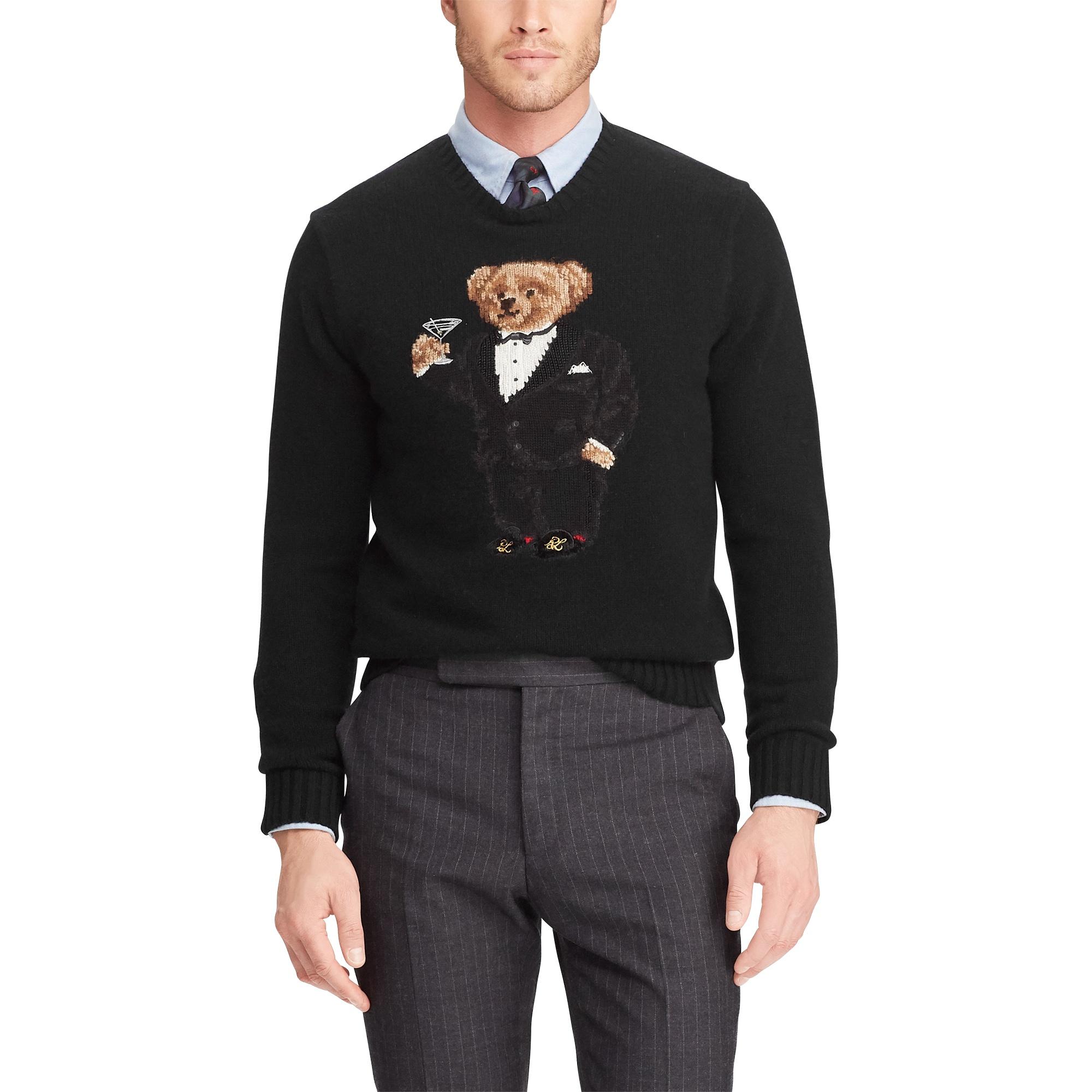 Polo Ralph Lauren Martini Bear Wool Jumper in Black for Men | Lyst UK