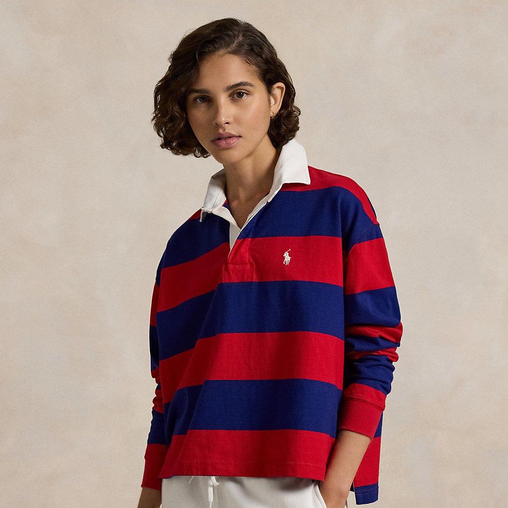 Polo Ralph Lauren Striped Cropped Jersey Rugby Shirt in Red Lyst UK