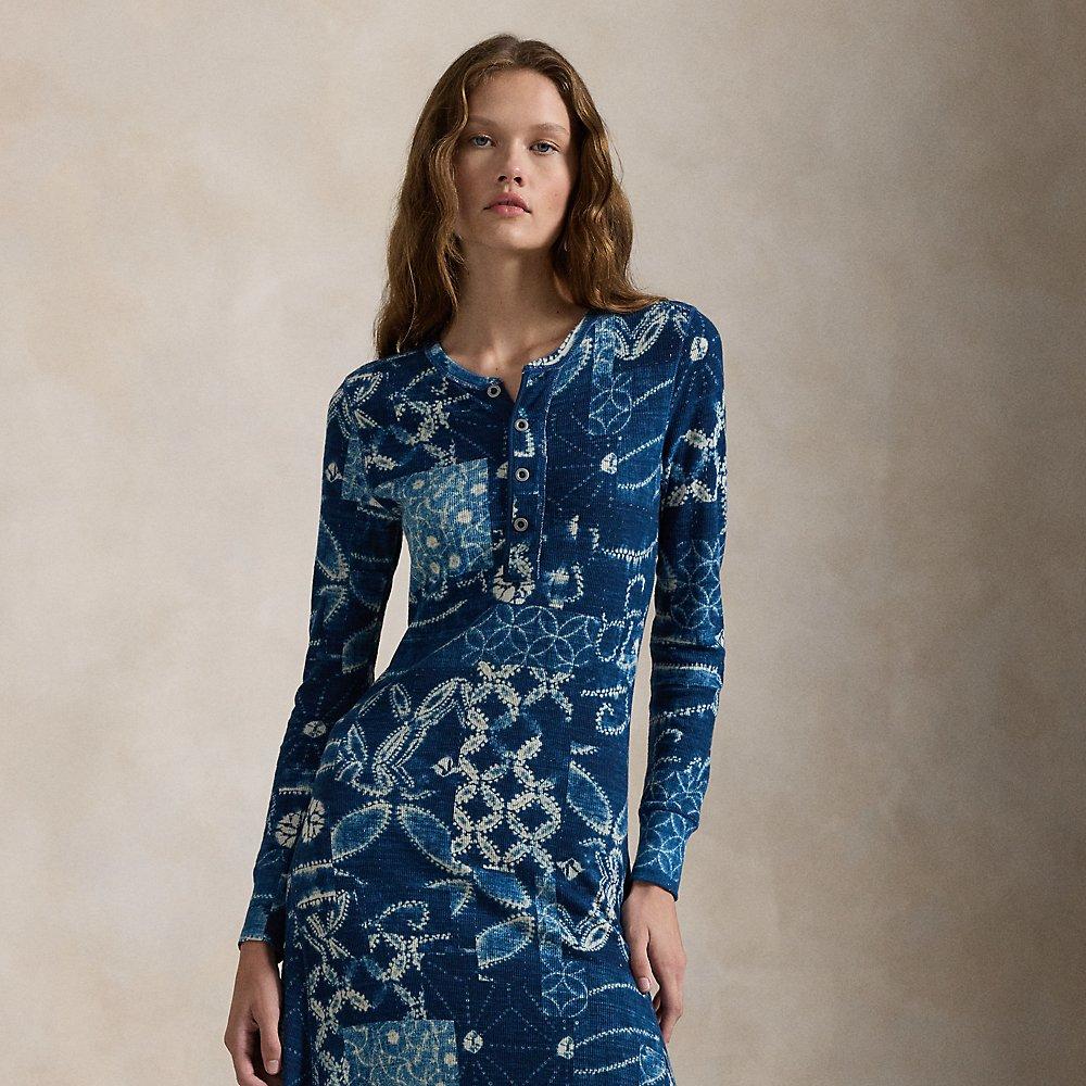Polo Ralph Lauren Patchwork Waffle-Knit Henley Dress in Blue | Lyst UK