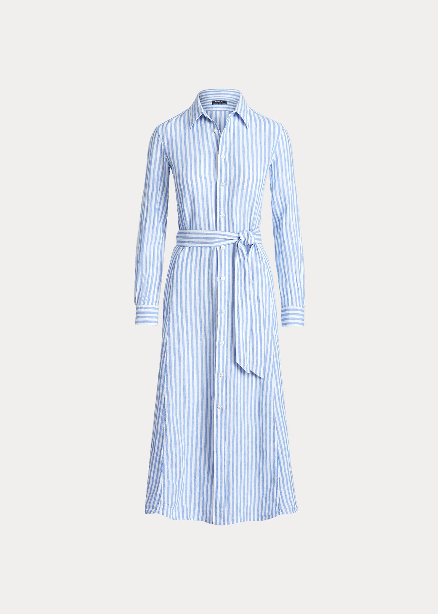 Polo Ralph Lauren Gestreiftes Hemdkleid aus Leinen in Blau | Lyst DE