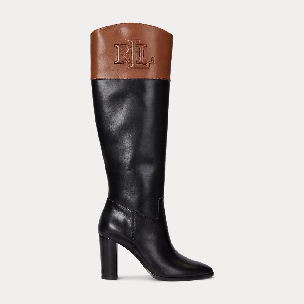Ralph Lauren Page Ii Two tone Leather Tall Boot in Black Lyst UK
