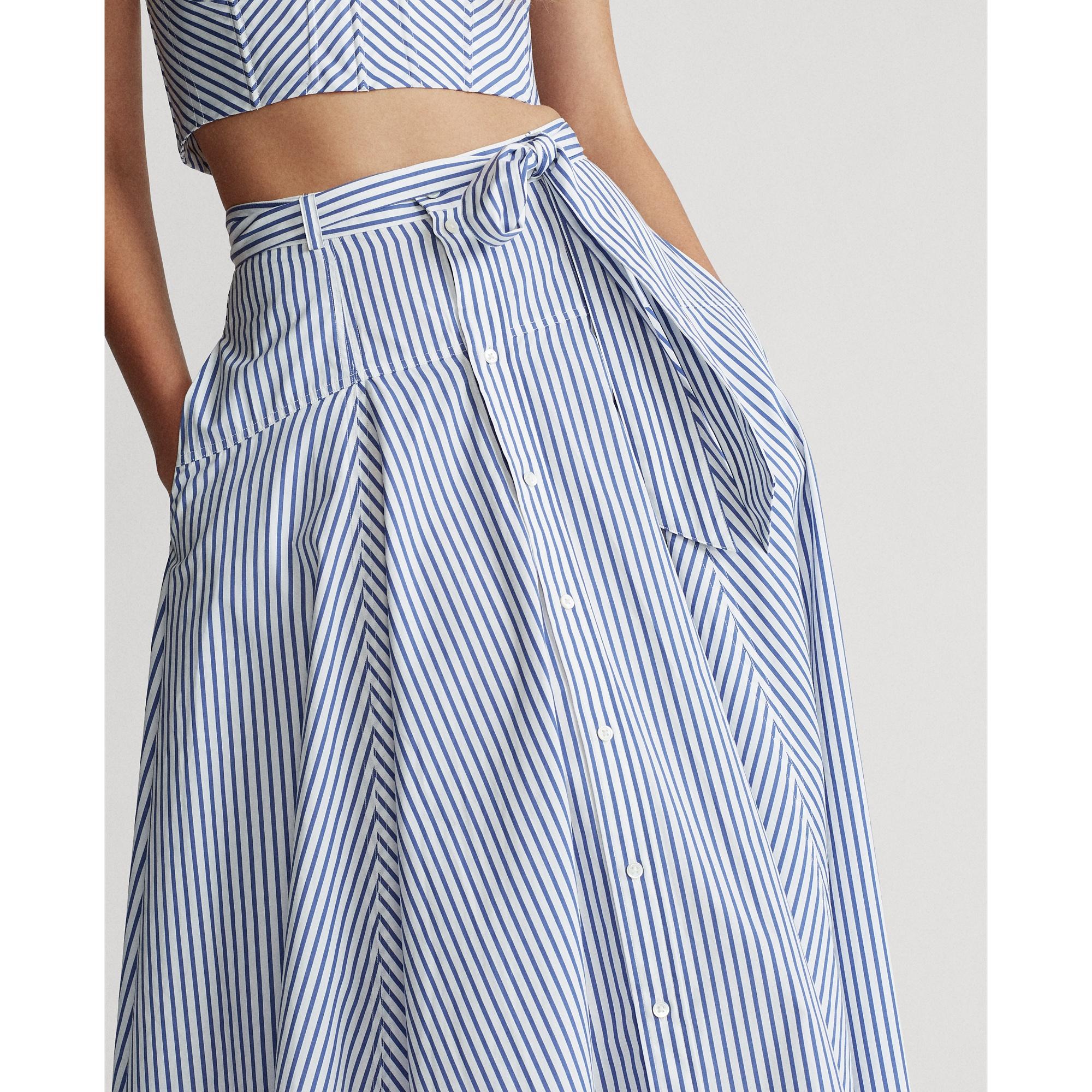 Polo Ralph Lauren Striped Cotton A-line Skirt in Blue | Lyst