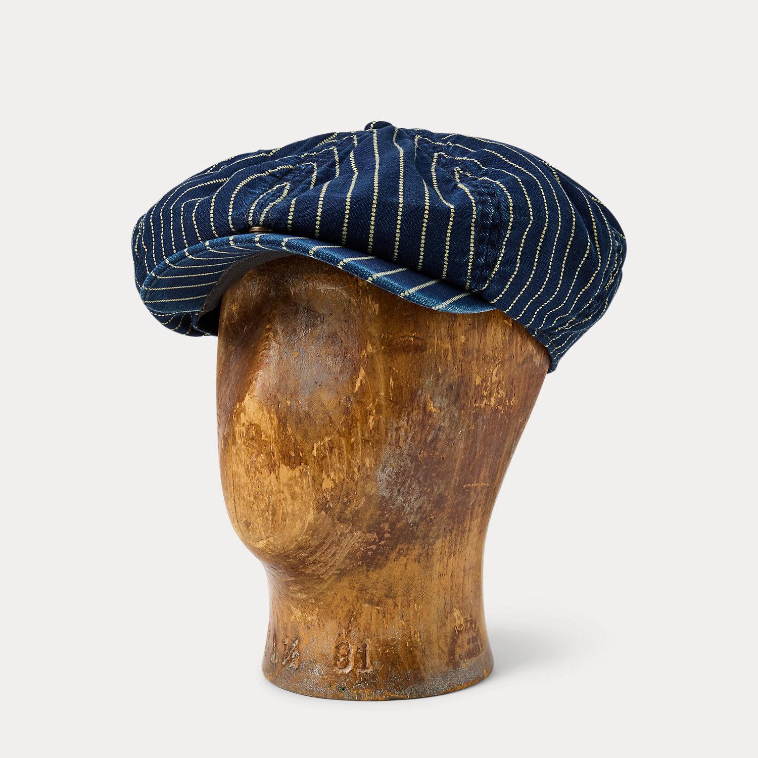 RRL Dot-Stripe Twill Newsboy Cap in Blue for Men | Lyst UK