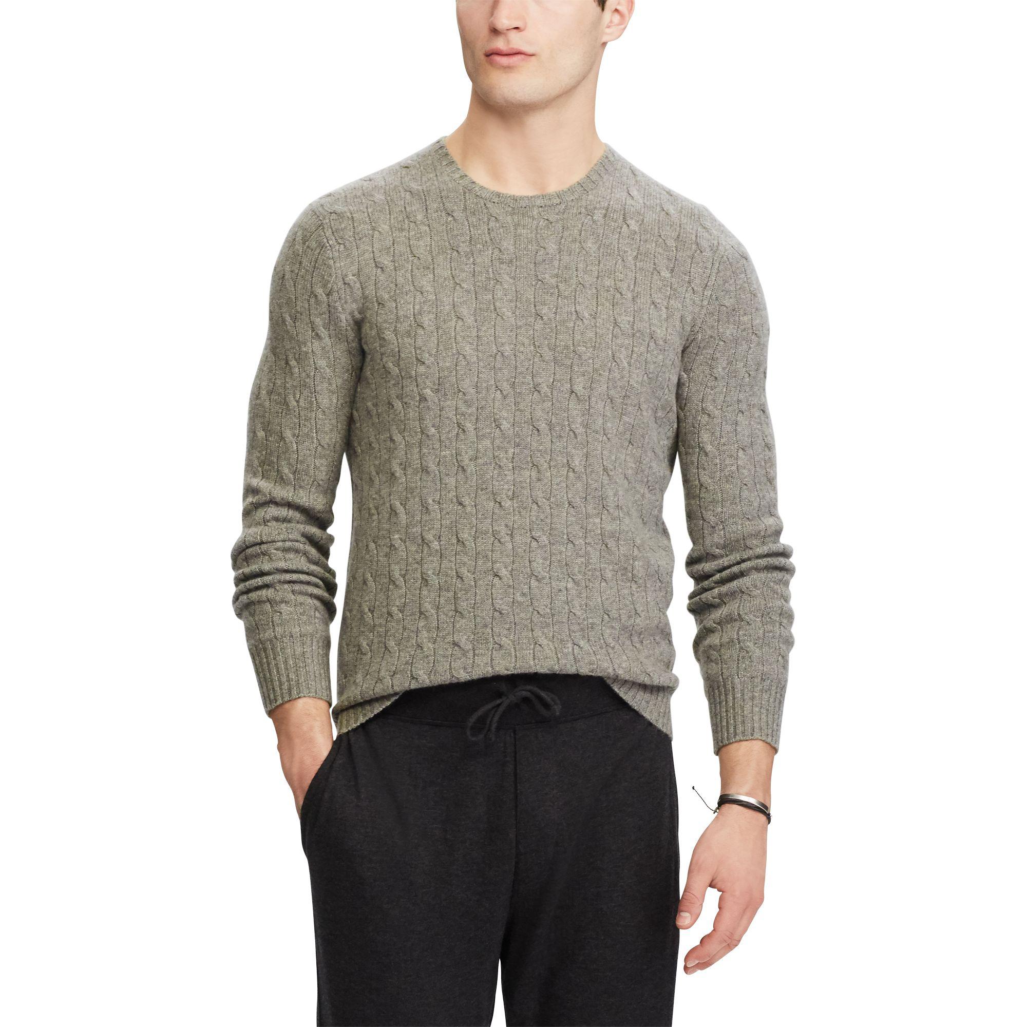 Polo Ralph Lauren Denim Cable-knit Cashmere Jumper in Gray for Men - Lyst