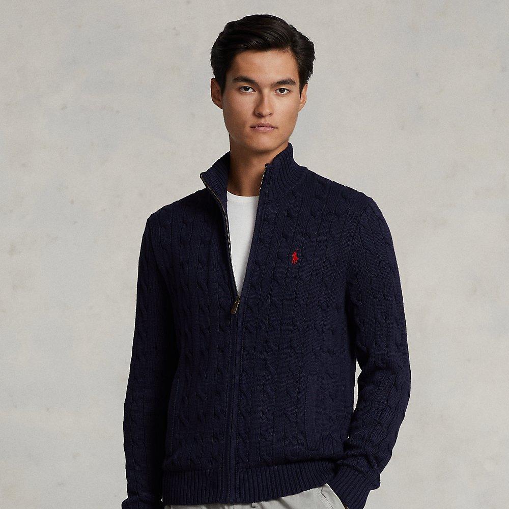 Polo Ralph Lauren Cable-knit Cotton Full-zip Sweater in Blue for Men | Lyst