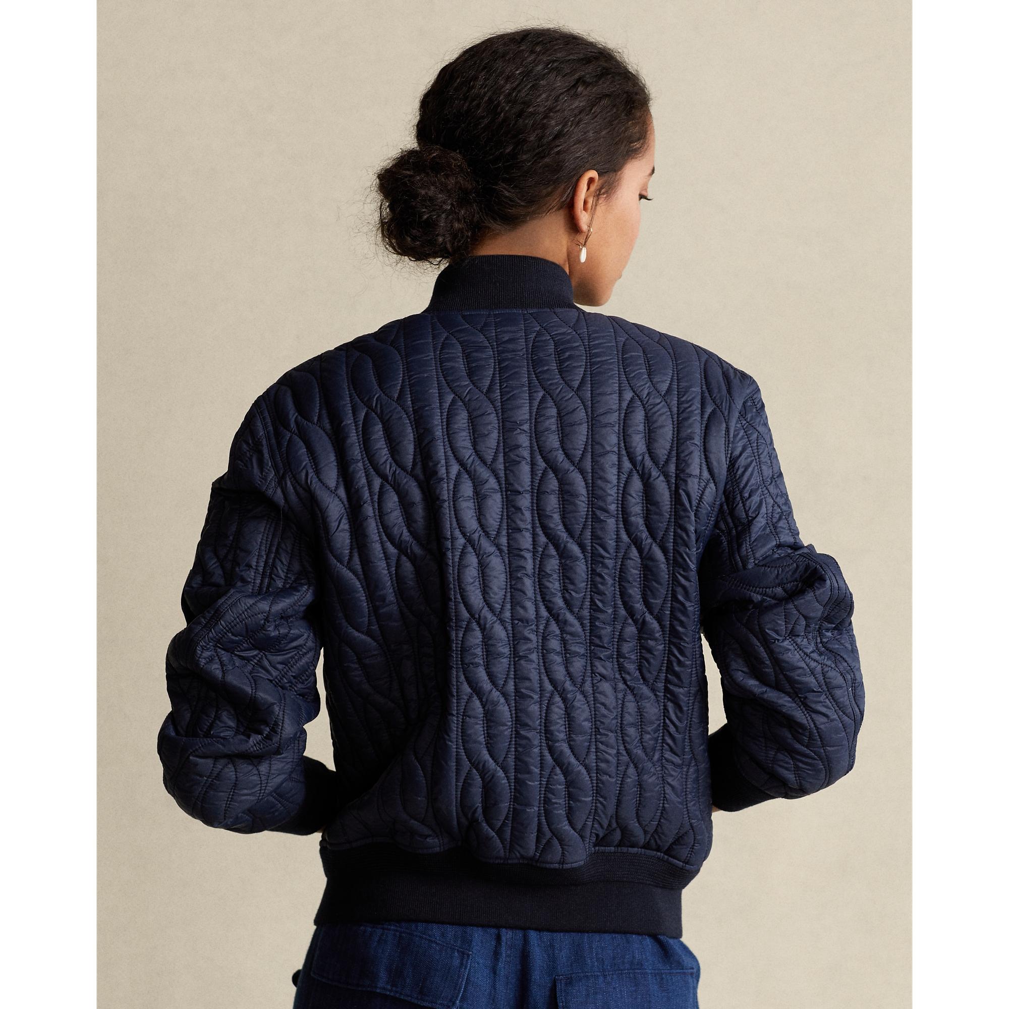 Ralph Lauren Cable Bomber Jacket in Blue | Lyst