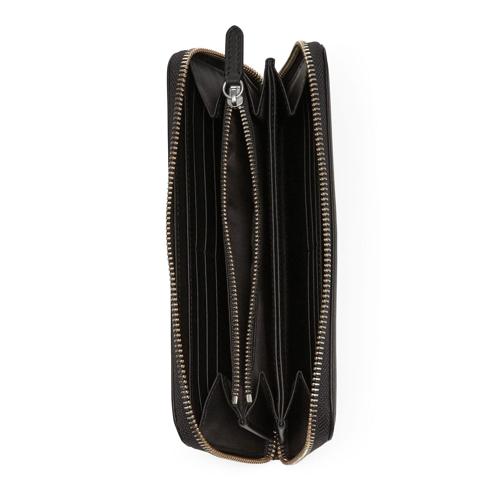 Polo Ralph Lauren Polo Bear Leather Zip Wallet in Black for Men | Lyst