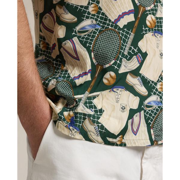 Ralph Lauren Wimbledon Classic Fit Print Camp Shirt in Green for