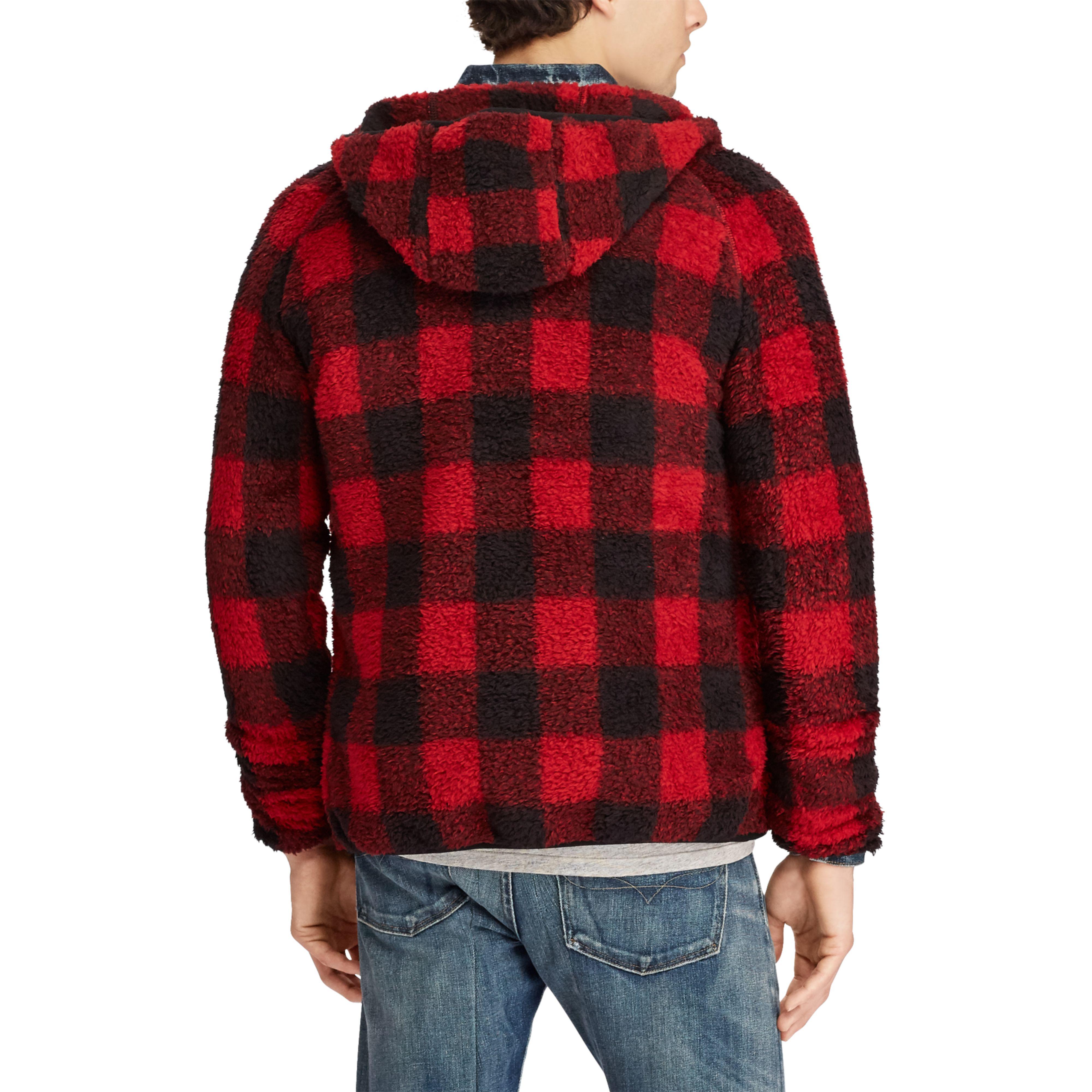 Polo Ralph Lauren Buffalo Plaid Fleece Hoodie in Red for Men | Lyst