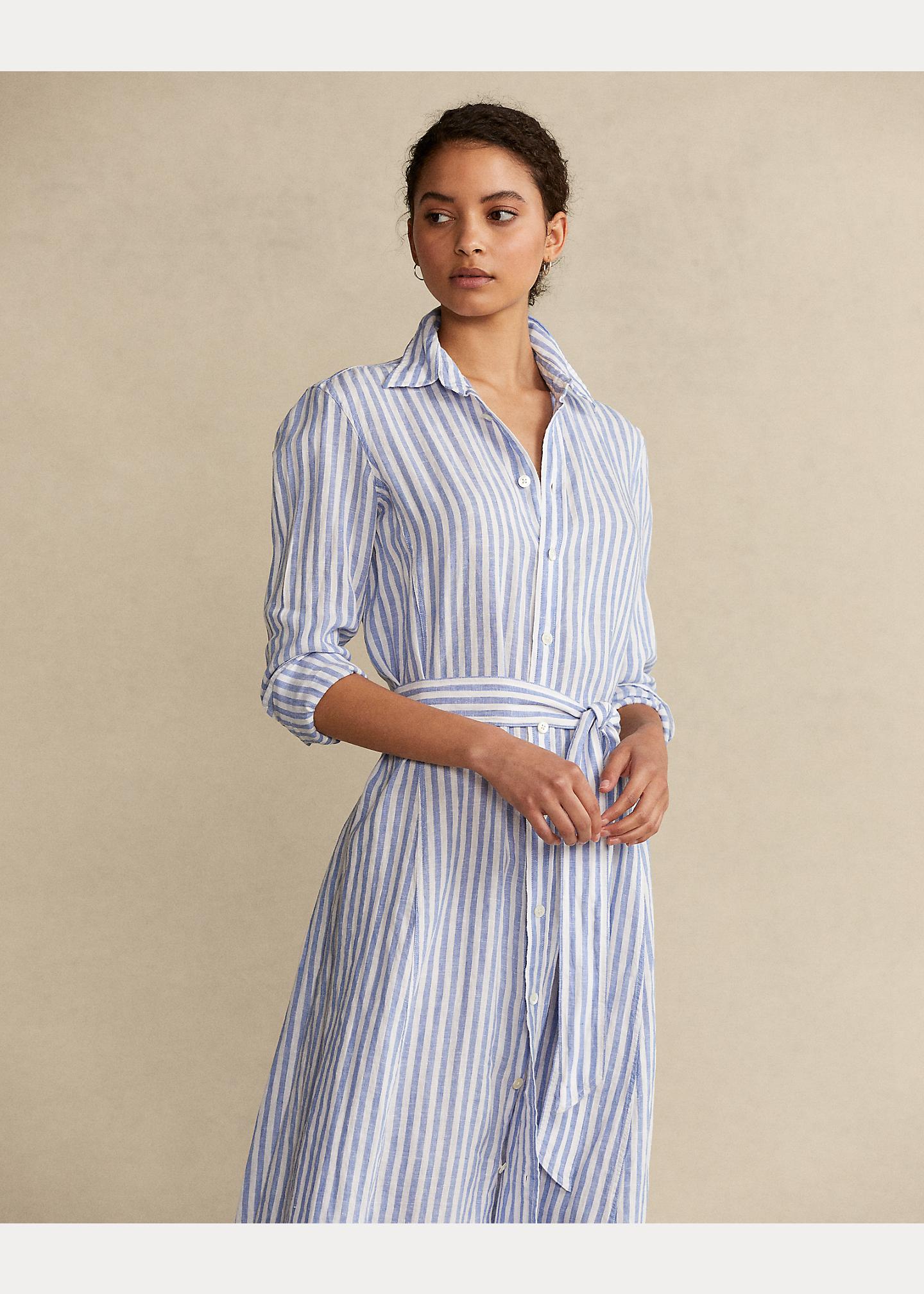 Polo Ralph Lauren Gestreiftes Hemdkleid aus Leinen in Blau | Lyst AT