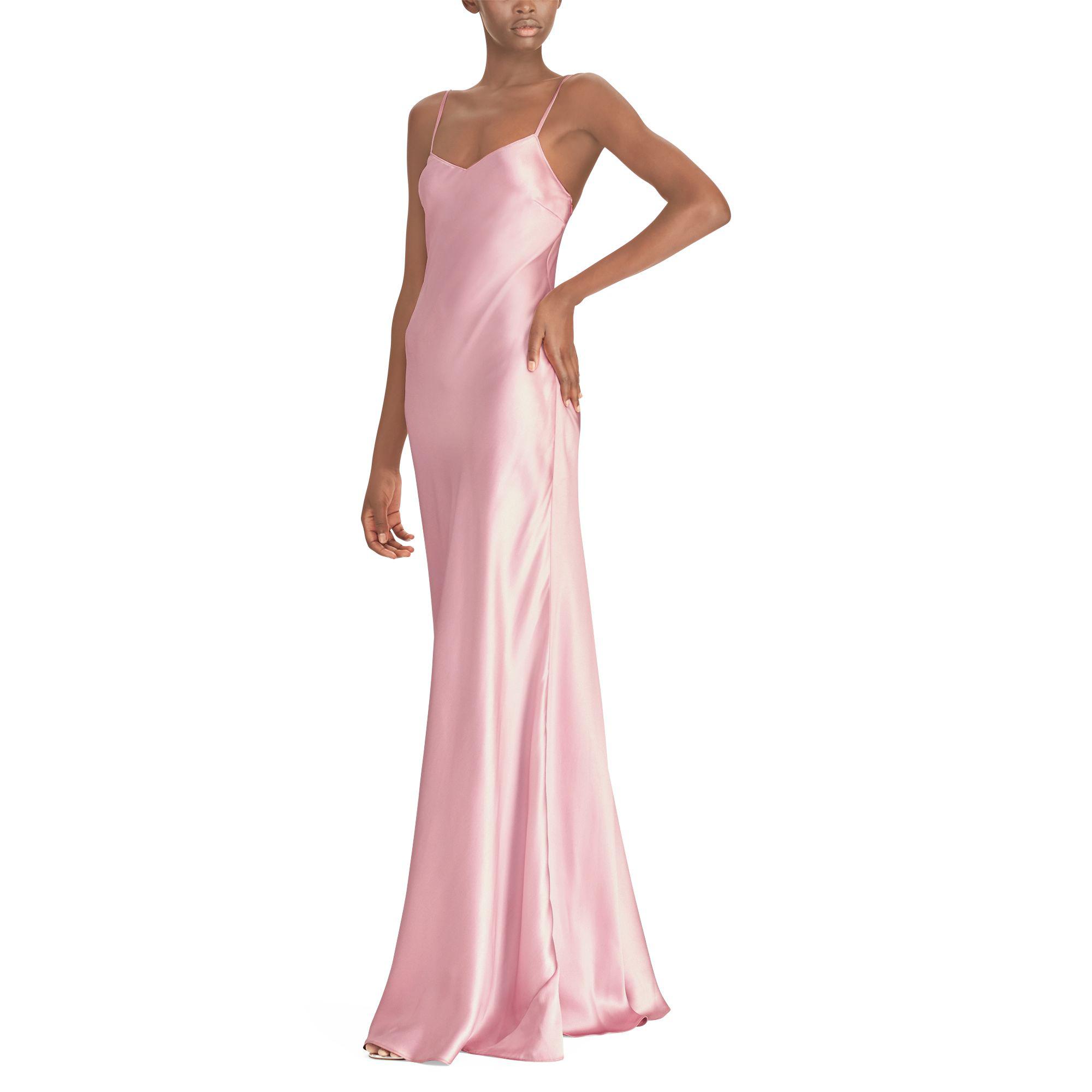 Ralph Lauren Evelyn Satin Gown in Pink | Lyst