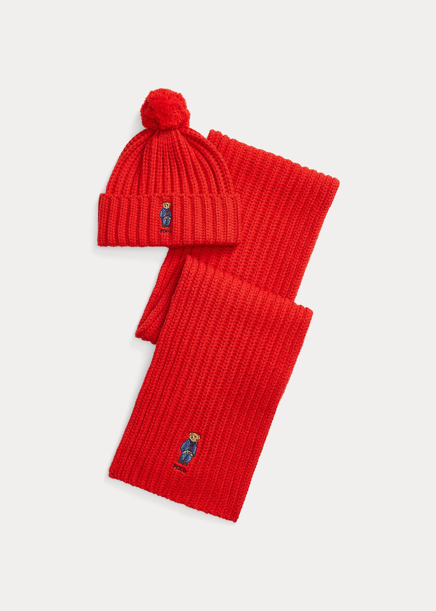 Polo Ralph Lauren Mütze und Schal mit Polo Bear als Set in Rot | Lyst DE