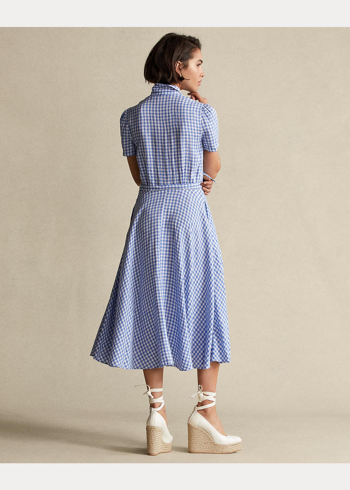 Chemisier in lino vichyPolo Ralph Lauren in Lino di colore Blu | Lyst