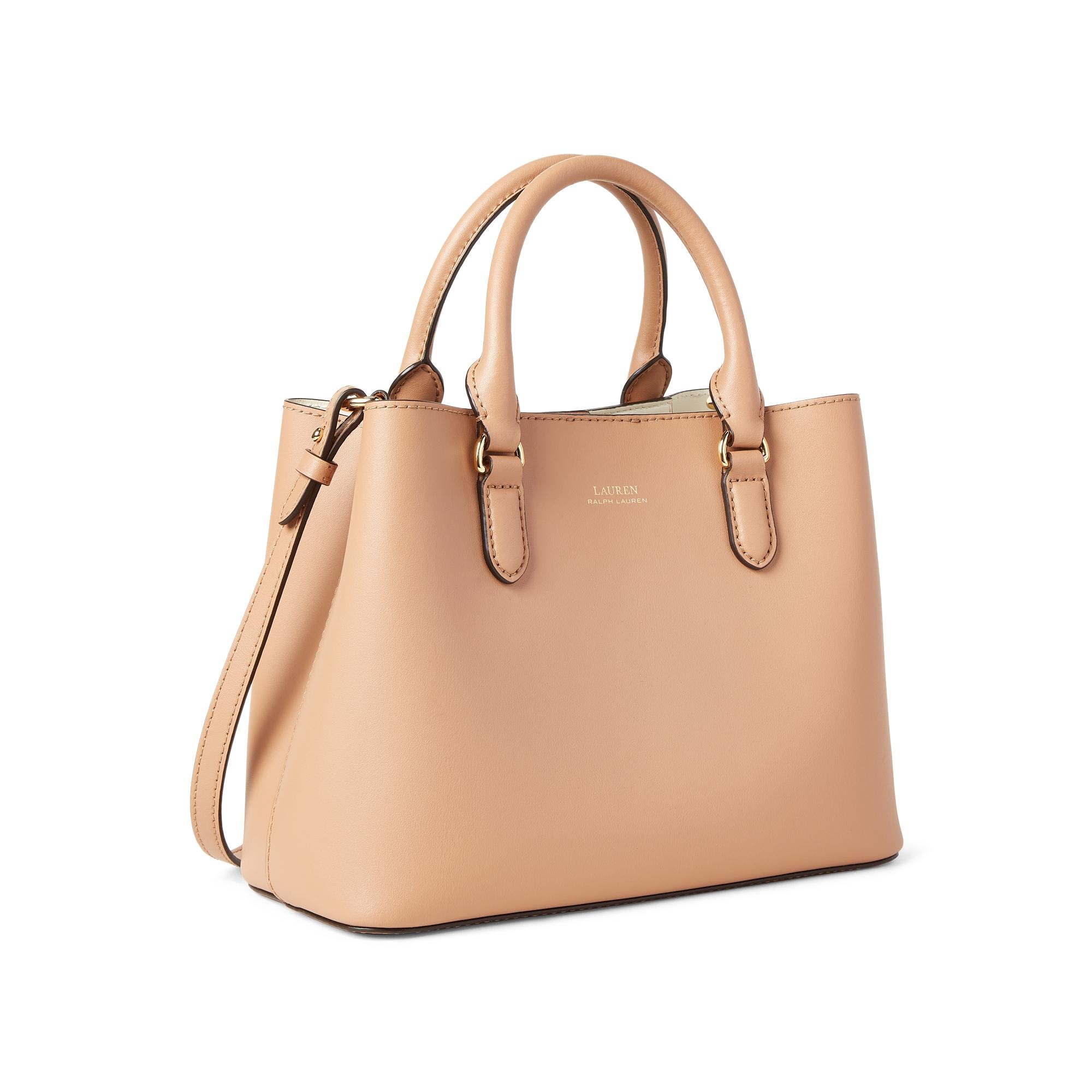 Lauren by Ralph Lauren Mini Leather Marcy Satchel in Nude (Natural) | Lyst