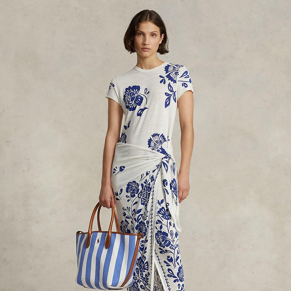 Polo Ralph Lauren Geblümtes T-Shirt-Kleid in Wickeloptik in Blau | Lyst DE